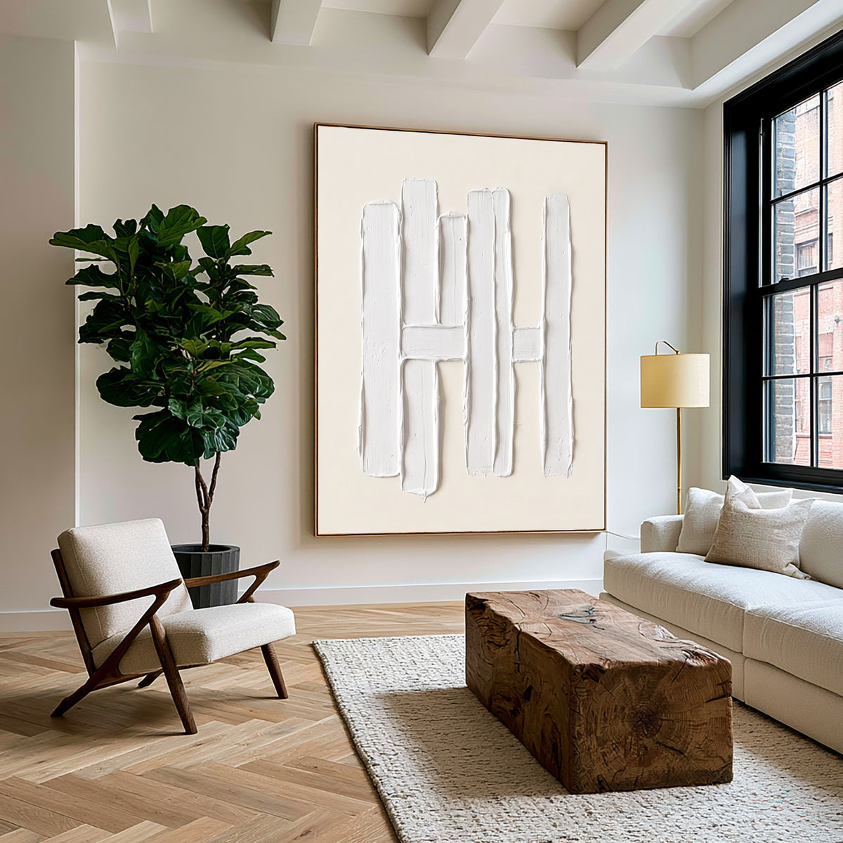 Between Structure Space And Stillness Large White Abstract Wall Art Textured Sculptural Relief Contemporary Painting