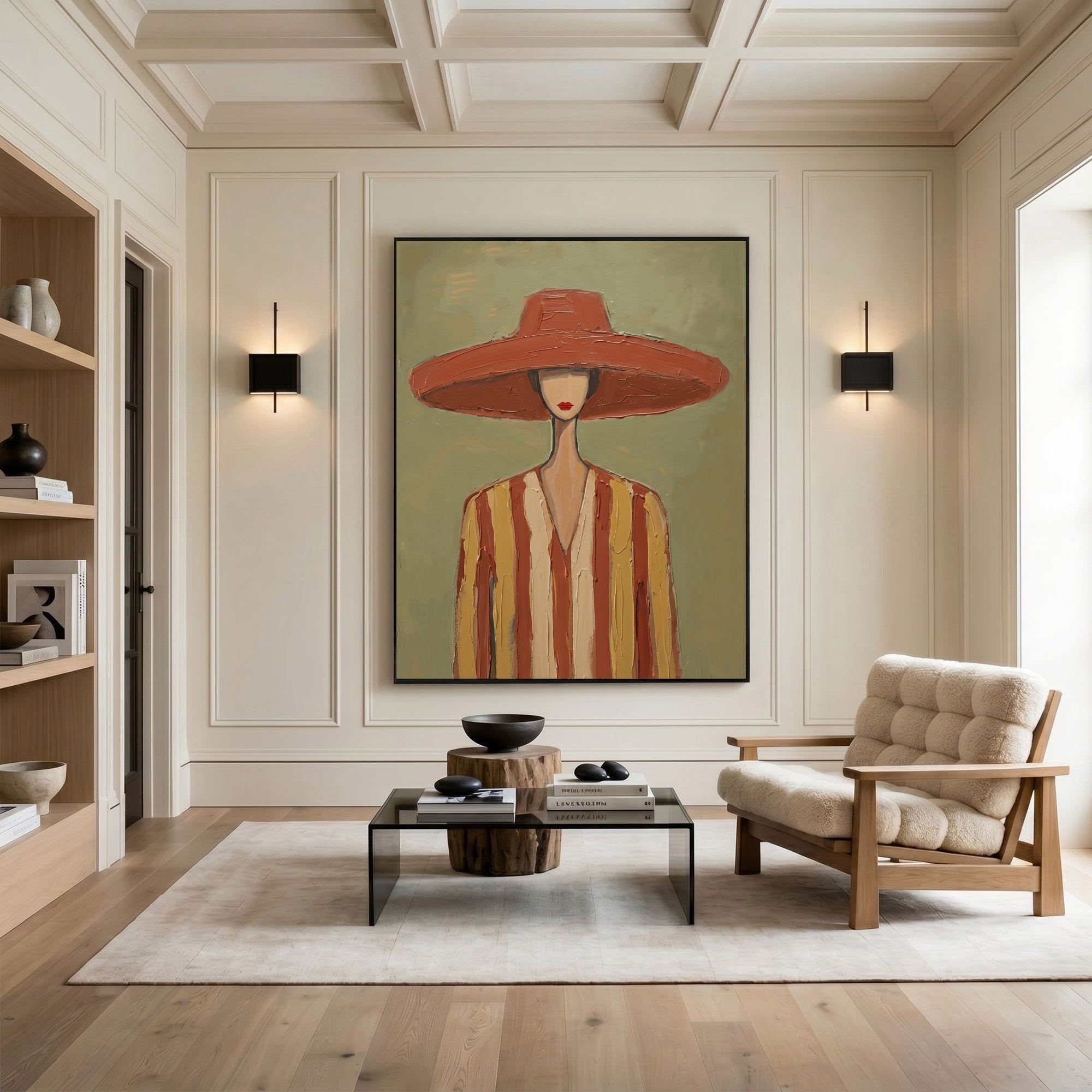 Large Cowgirl Wall Art Vintage Americana Art Western Woman Portrait Oil Painting Cowboy Style Home Decor