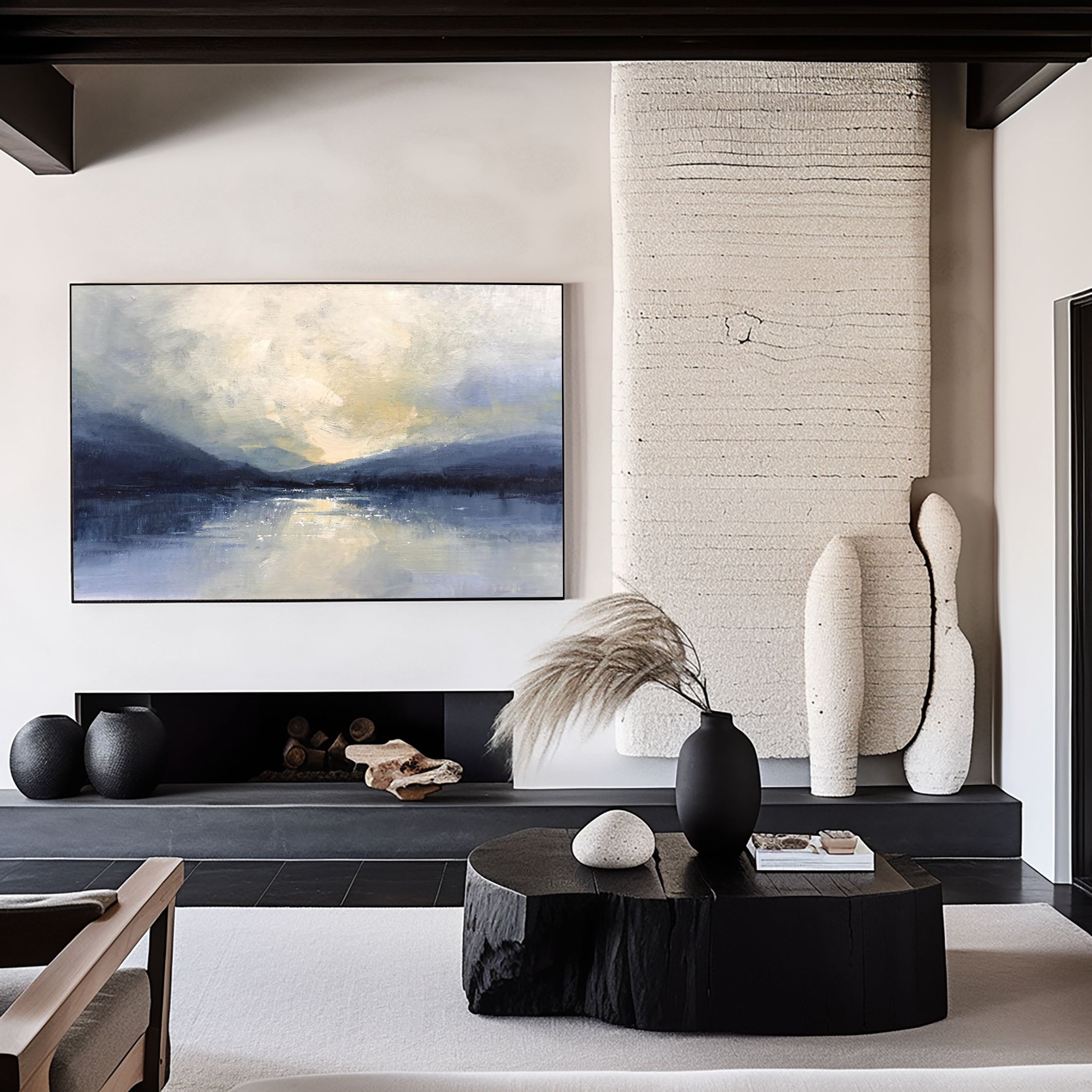 Modern Lakeview Artwork Abstract Oil Painting for House #AB015