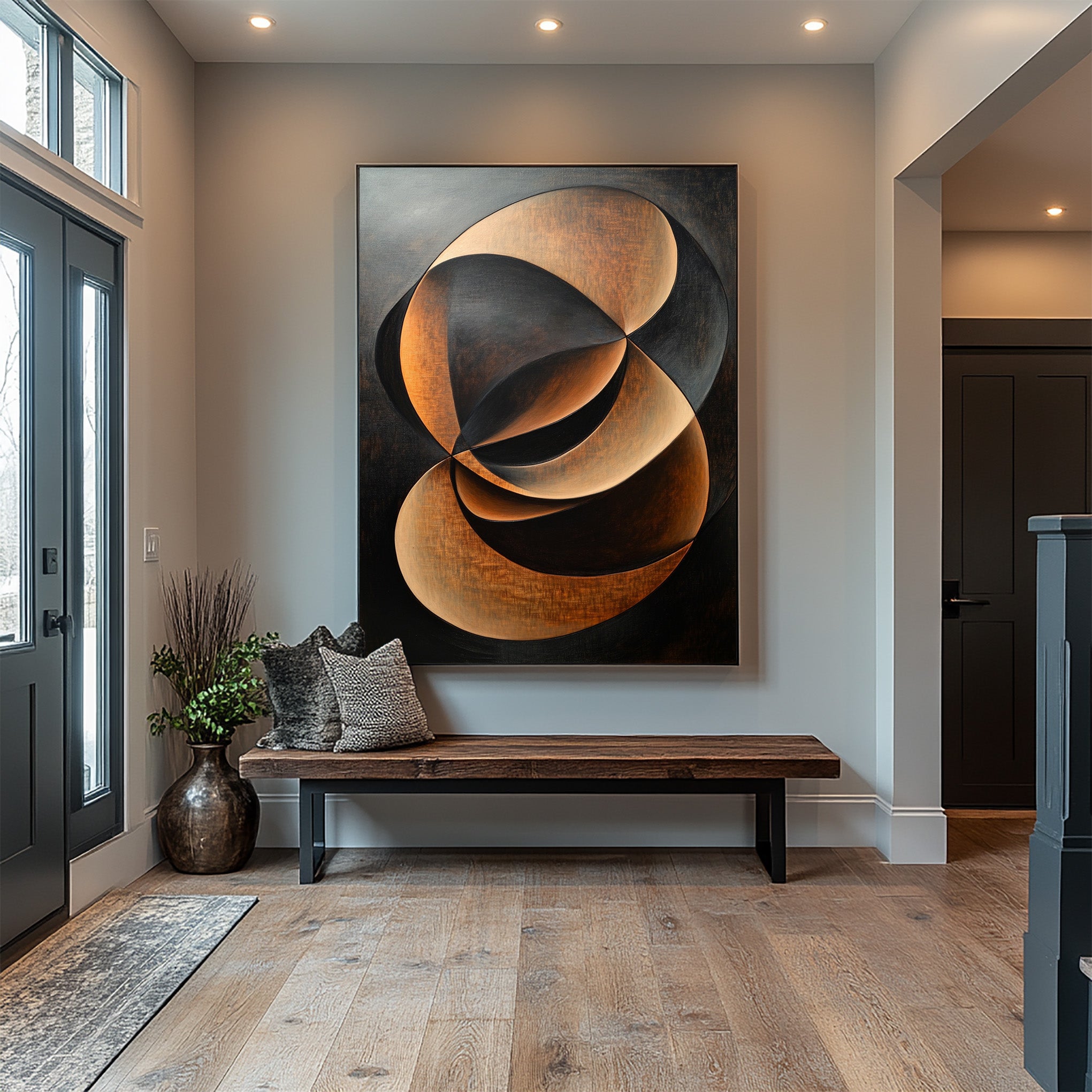 Abstract Expressionism Dark and Gold Textured Art #AG 096