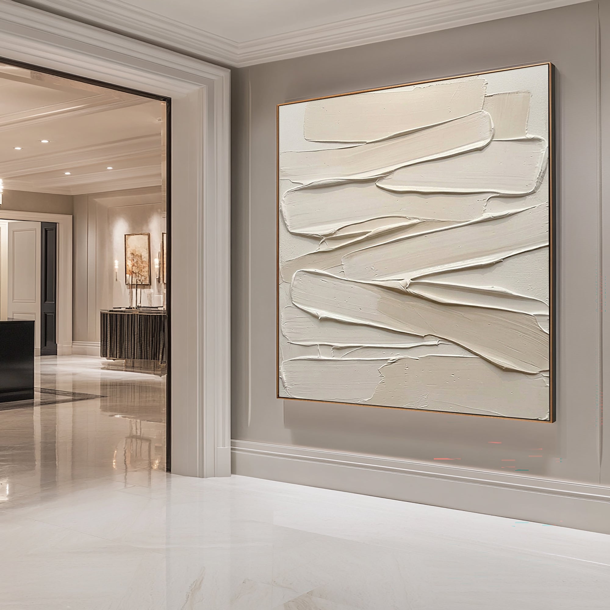 Large Sculptural Ribbon Texture Wall Art Hand Painted Canvas