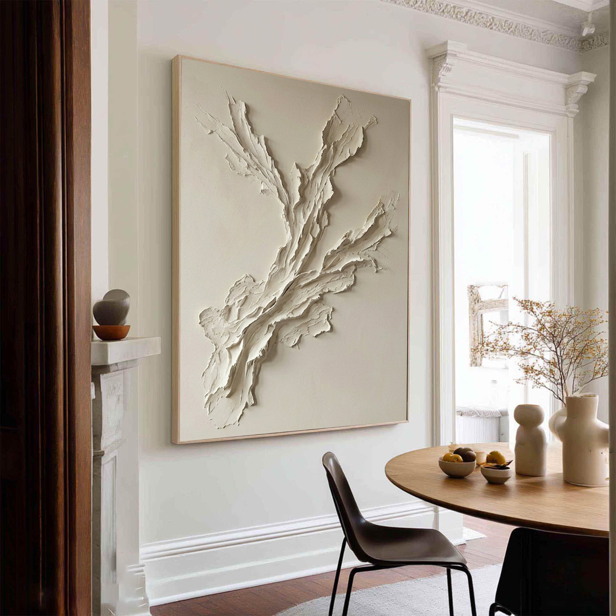 Large Neutral Textured Oil Painting for Contemporary Interior Decor