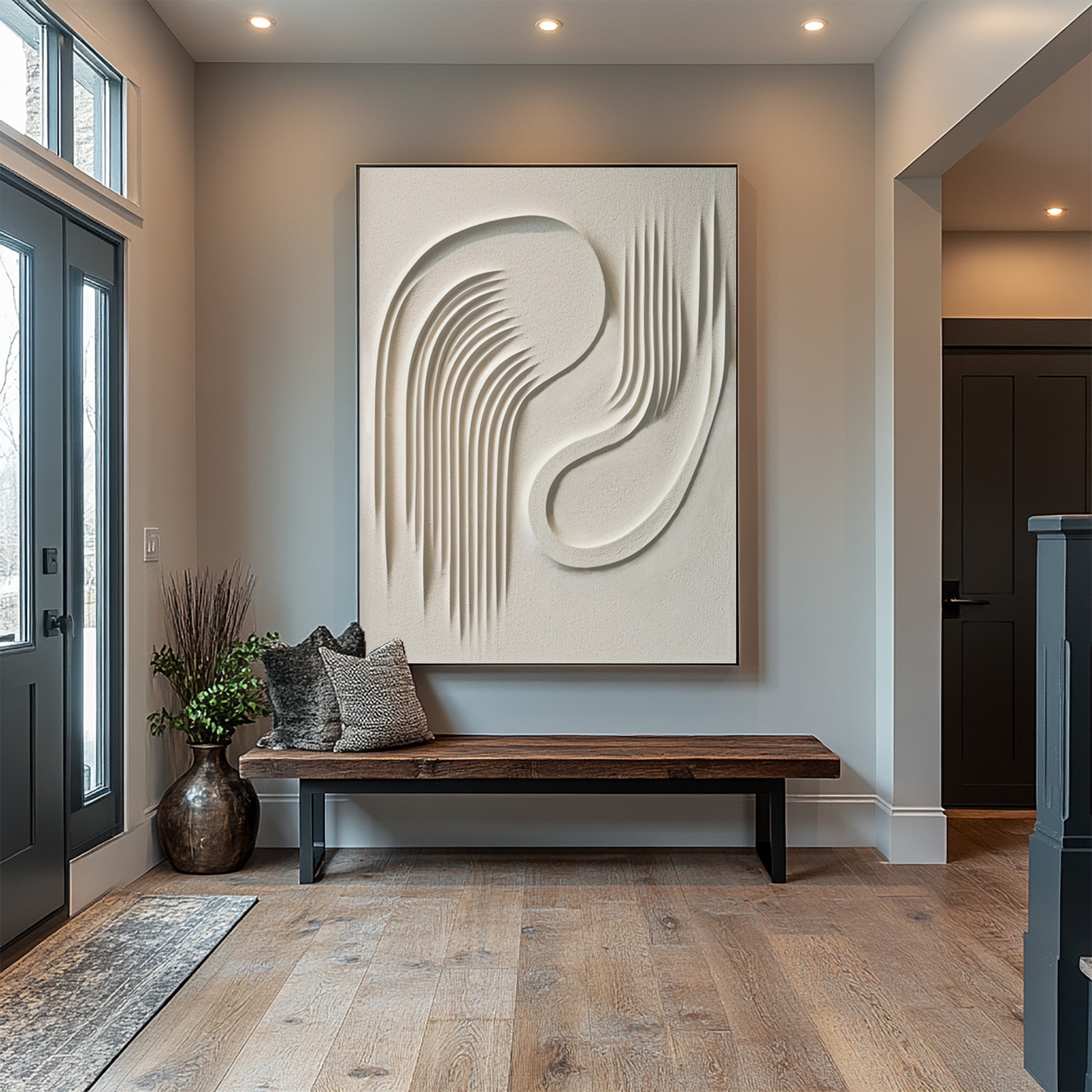 Minimalist Modern Art 3D White Monochromatic Design #AG 095