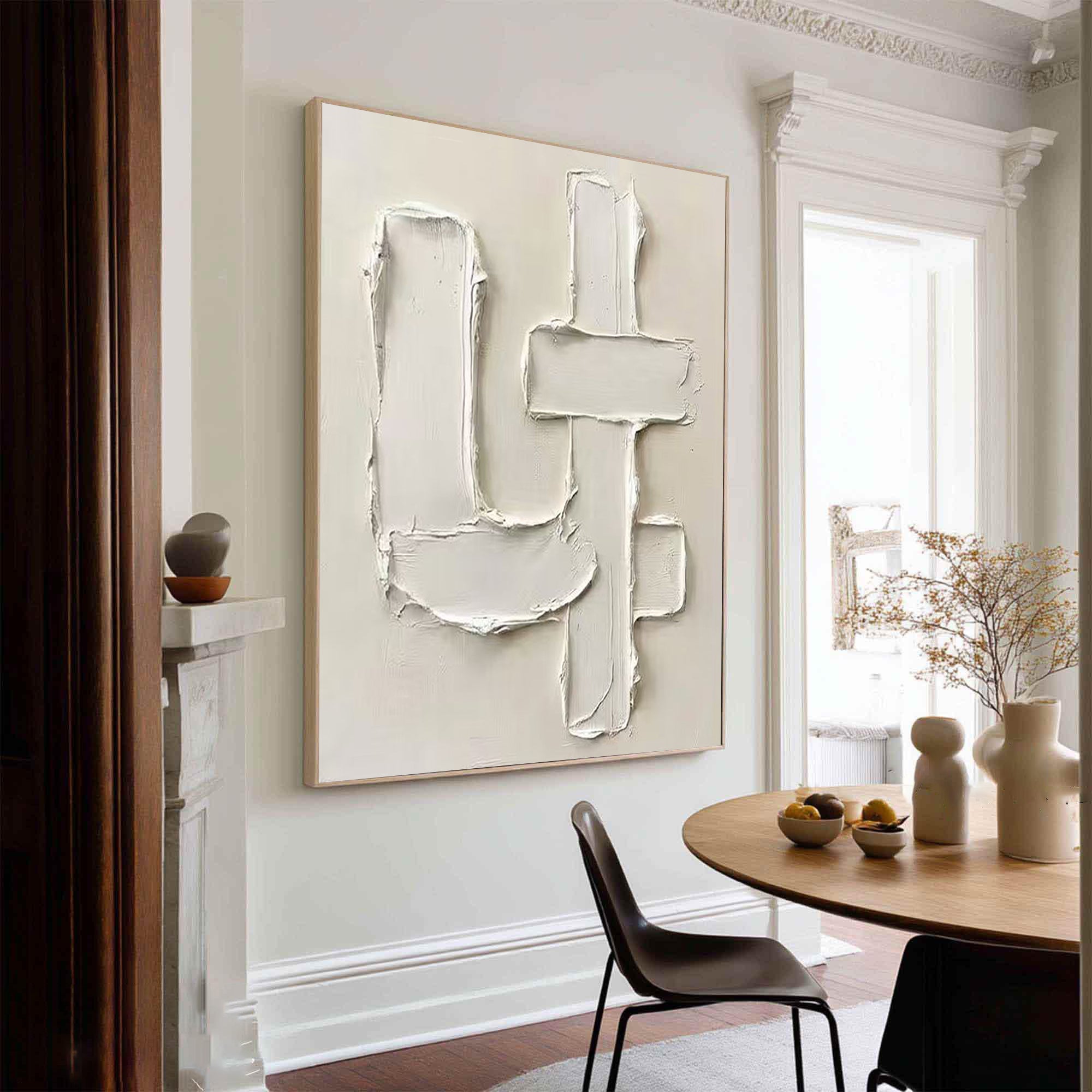 Large Contemporary Oil Painting with Abstract Architectural Texture Art