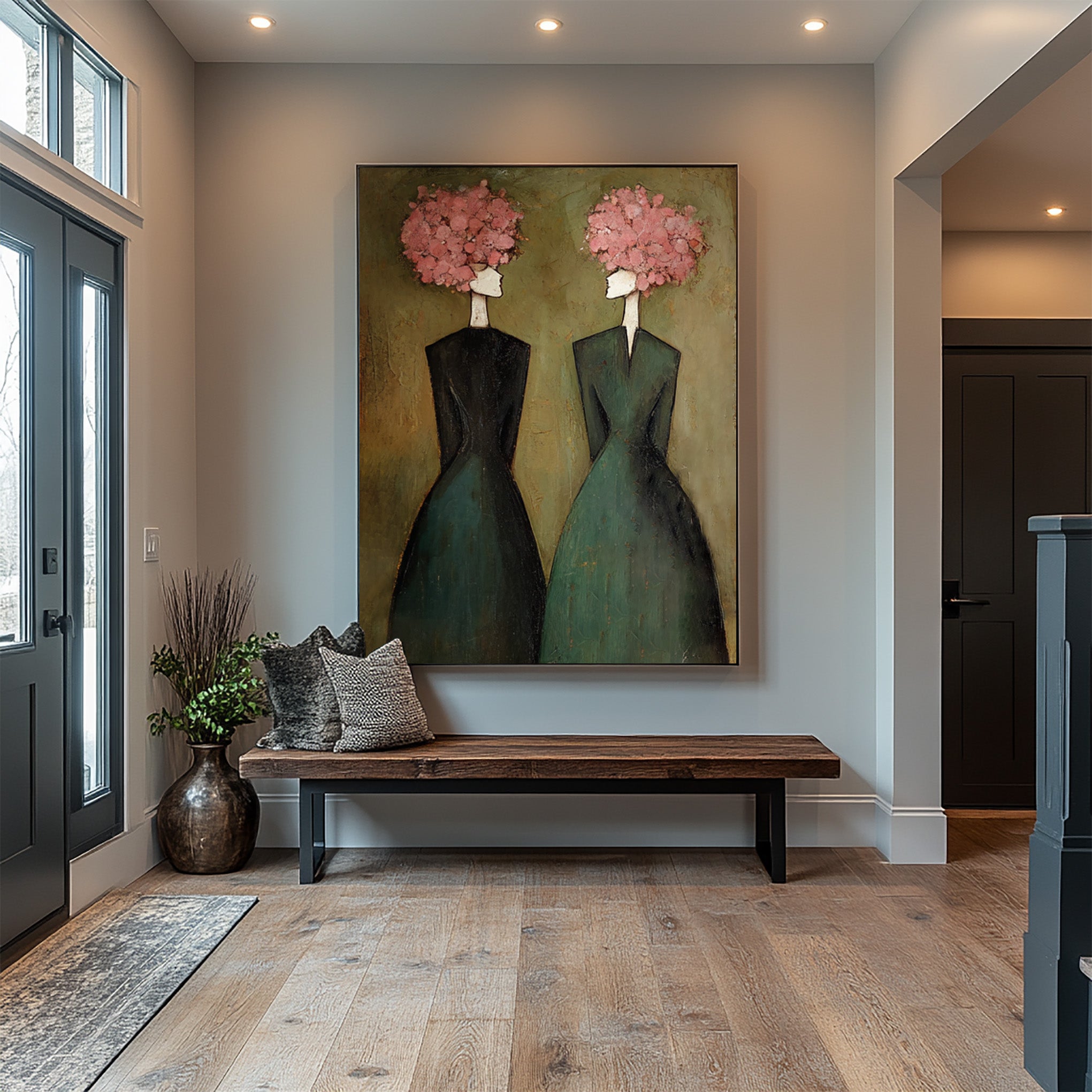 Figurative Floral Oil Painting of Two Women #CZ 032