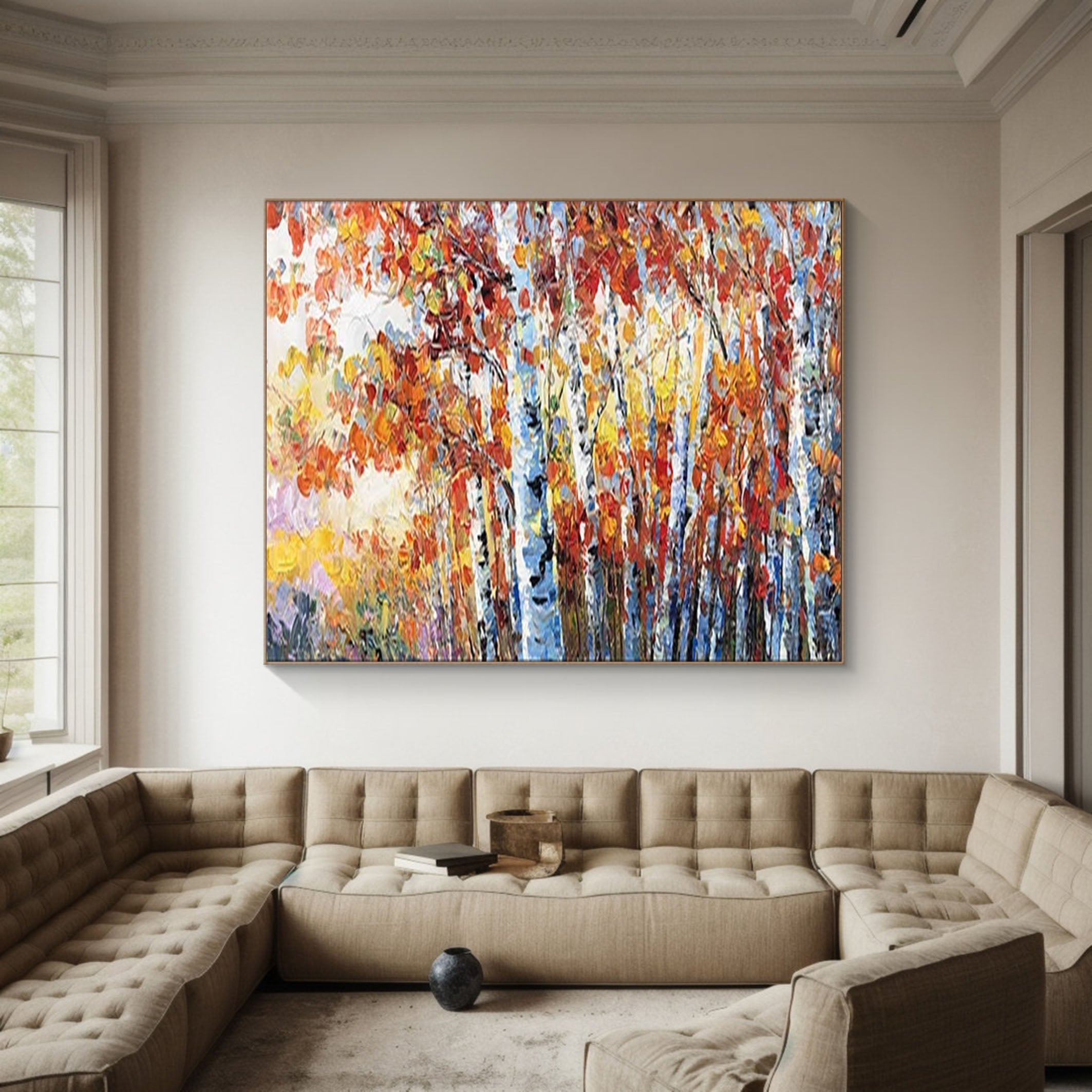 Bold Autumn Landscape Painting for Sophisticated Homes #TP042
