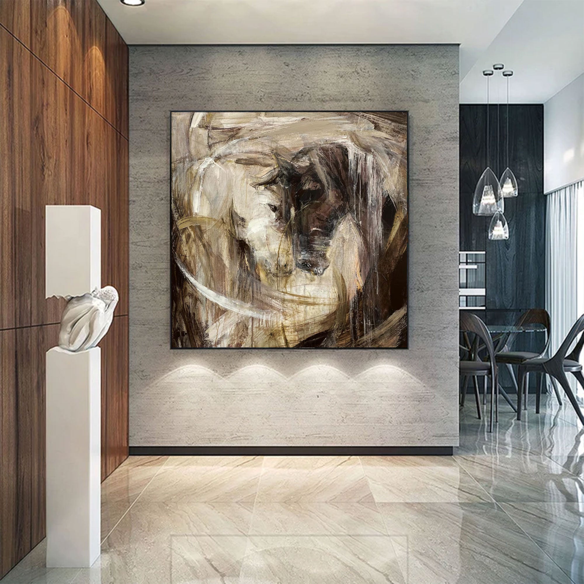 Large Dynamic Horse Painting | KelorArt #AG 159