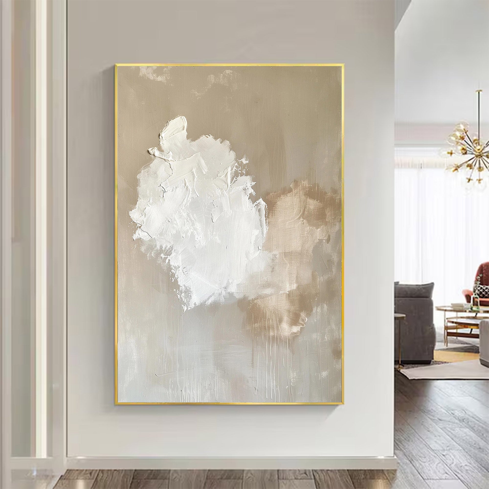 Large Neutral Minimalist Abstract Painting | KelorArt #AG 124