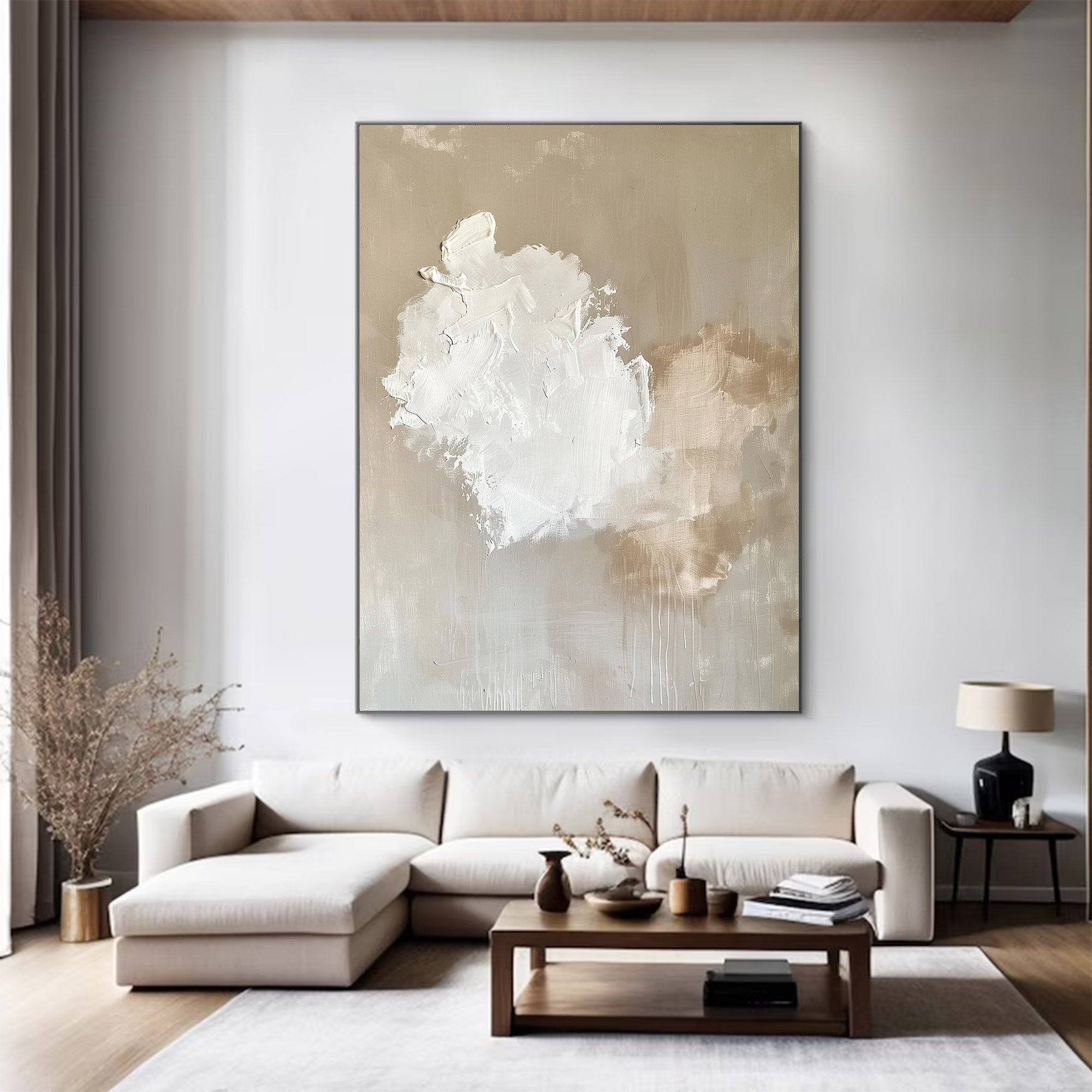 Large Neutral Minimalist Abstract Painting | KelorArt #AG 124