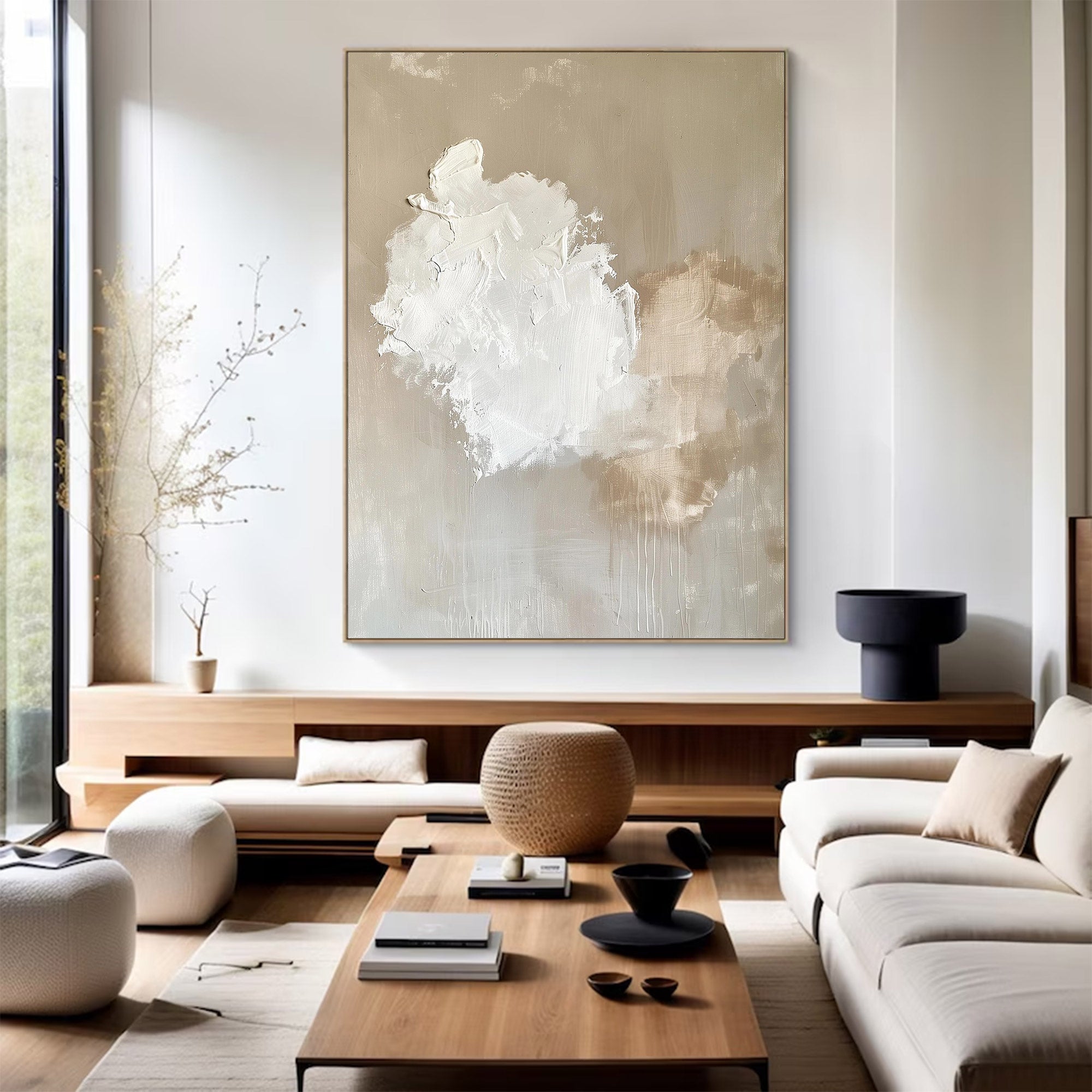 Large Neutral Minimalist Abstract Painting | KelorArt #AG 124
