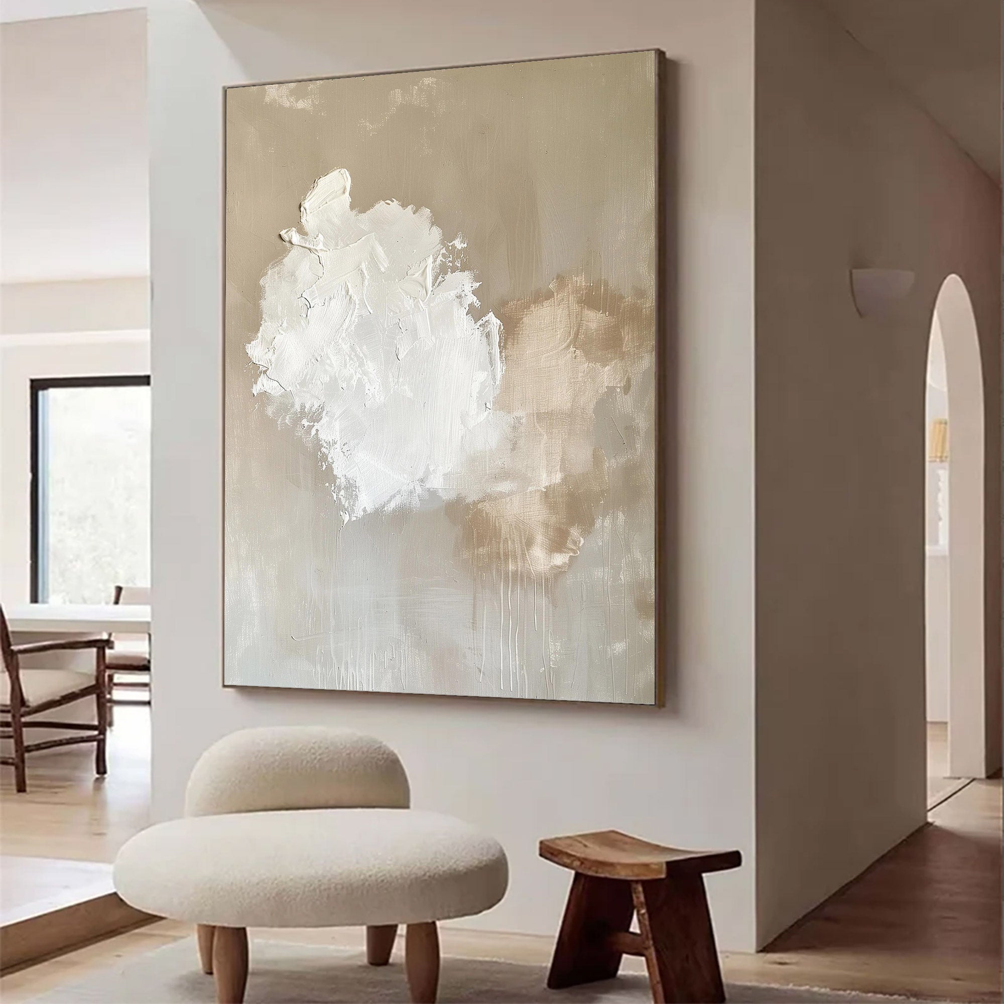 Large Neutral Minimalist Abstract Painting | KelorArt #AG 124