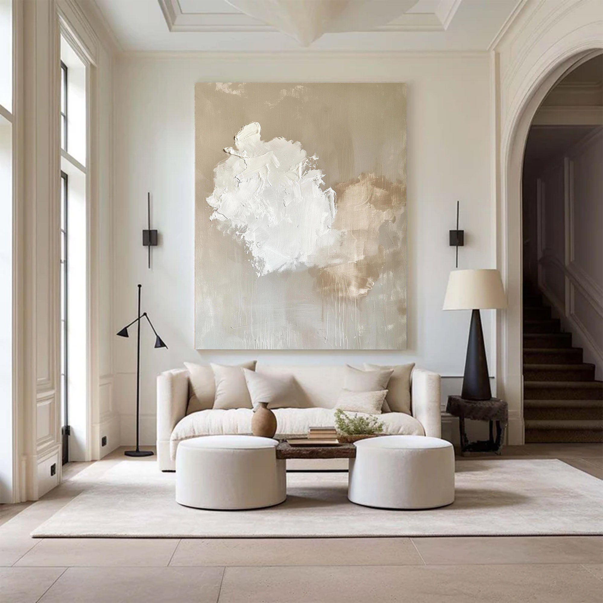 Large Neutral Minimalist Abstract Painting | KelorArt #AG 124