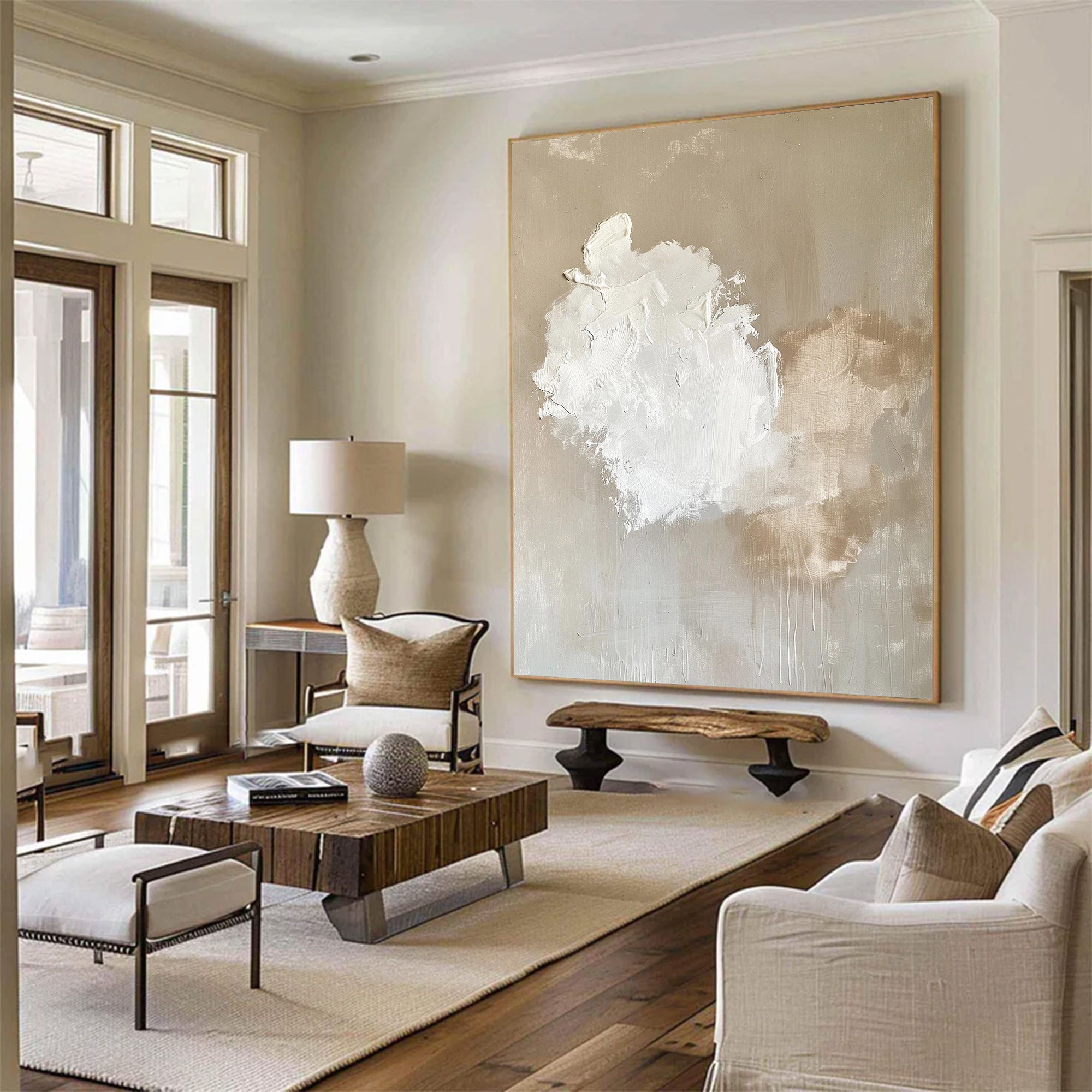 Large Neutral Minimalist Abstract Painting | KelorArt #AG 124