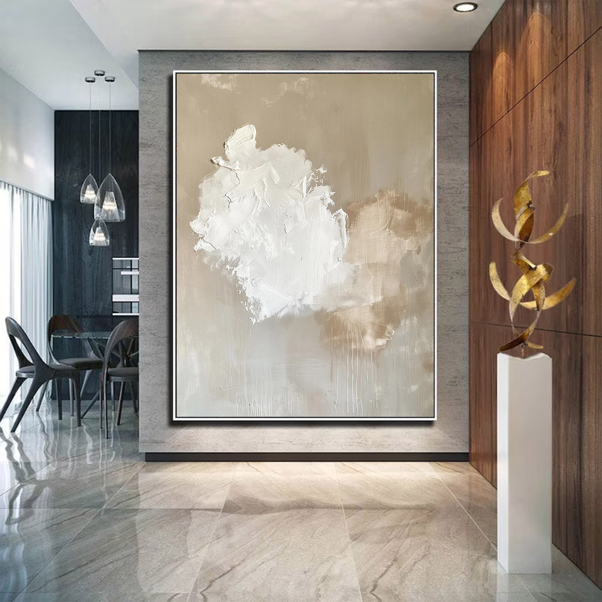 Large Minimalist Neutral Abstract Art | KelorArt #AG 124