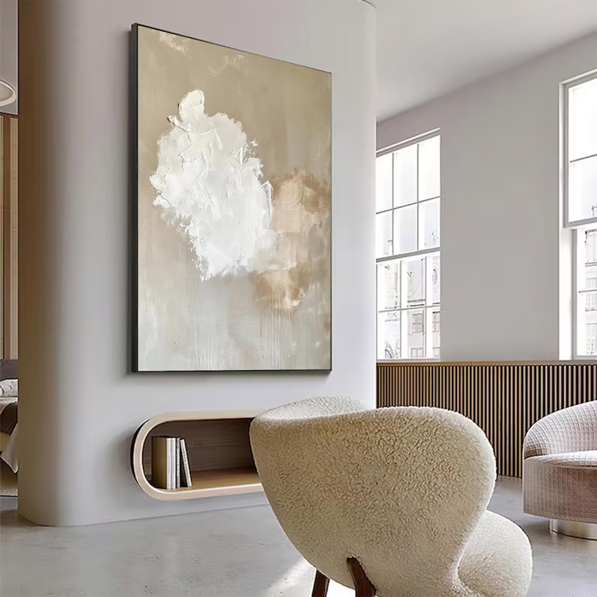 Large Minimalist Neutral Abstract Art | KelorArt #AG 124