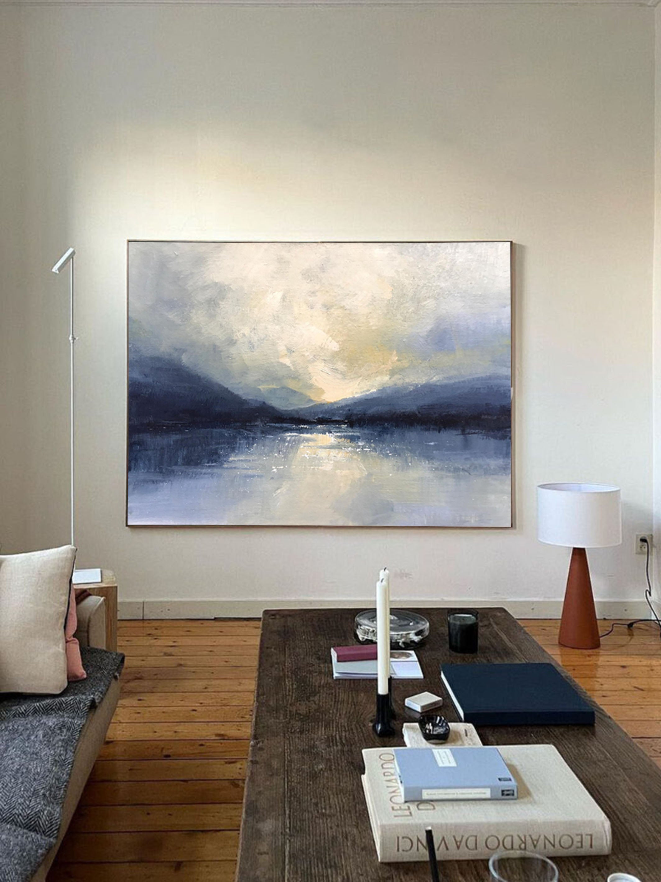 Modern Lakeview Artwork Abstract Oil Painting for House #AB015