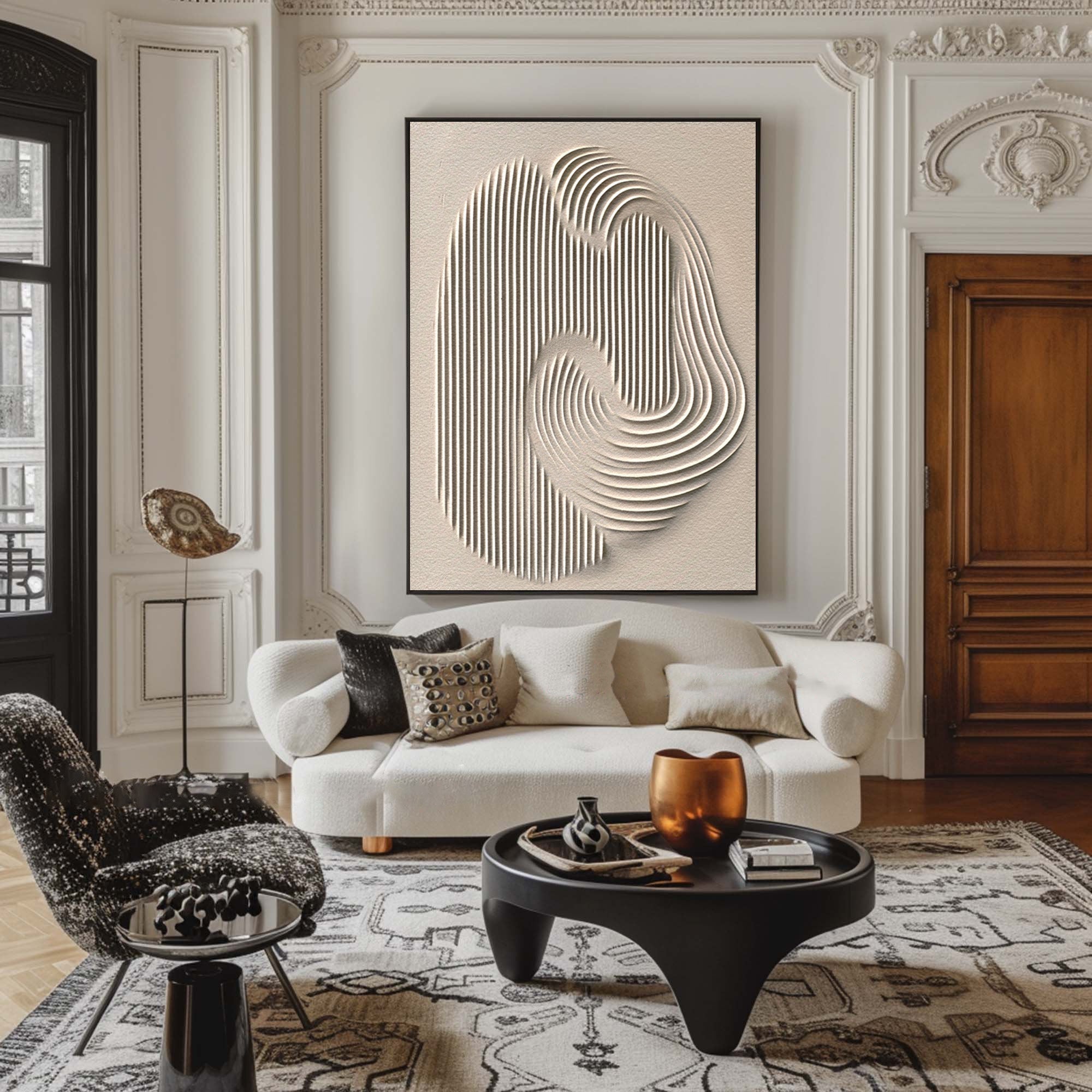 Minimalist Beige Wall Art Textured Abstract Canvas #MM191