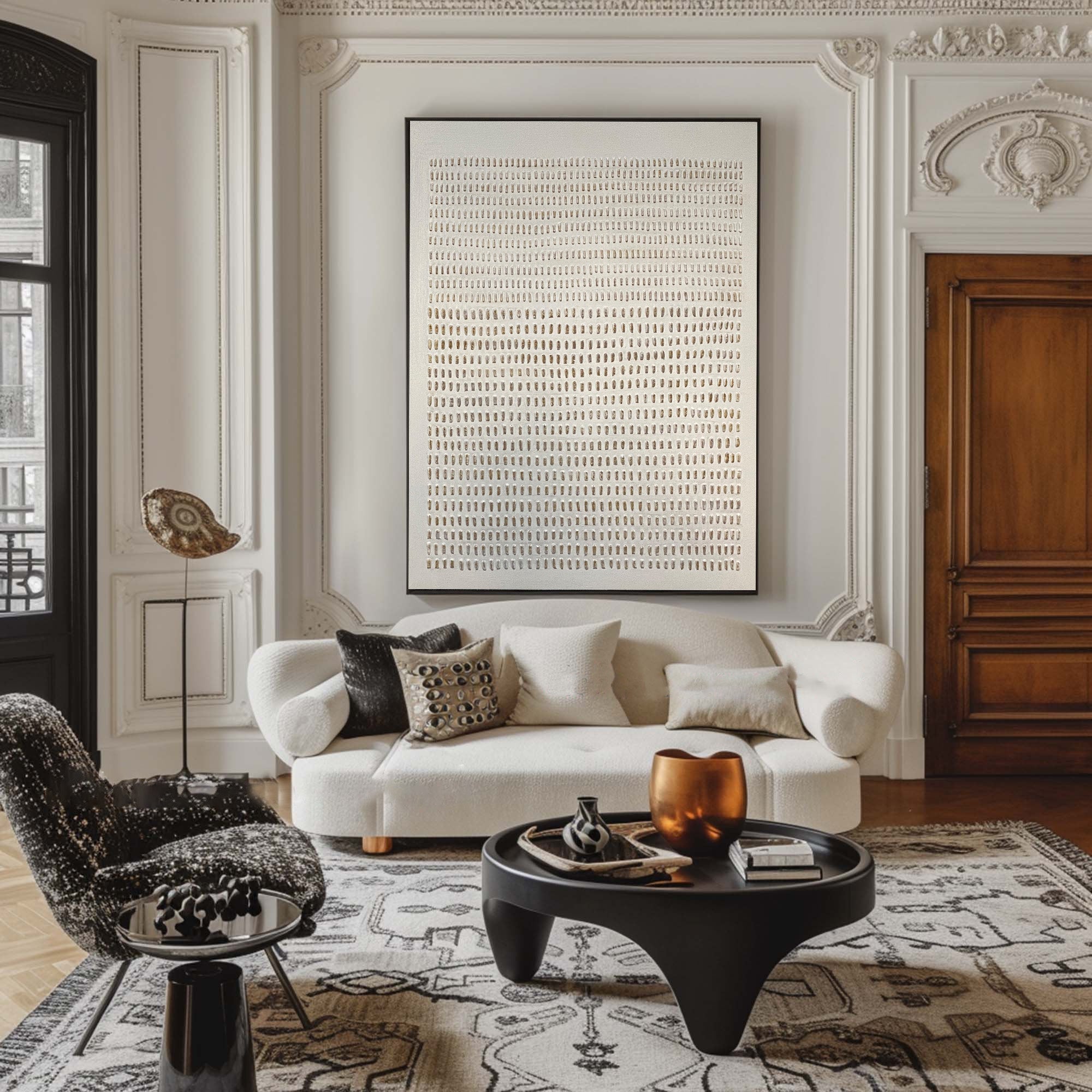 لوحة فنية جدارية عضوية حديثة باللون البيج من وابي سابي #MM193