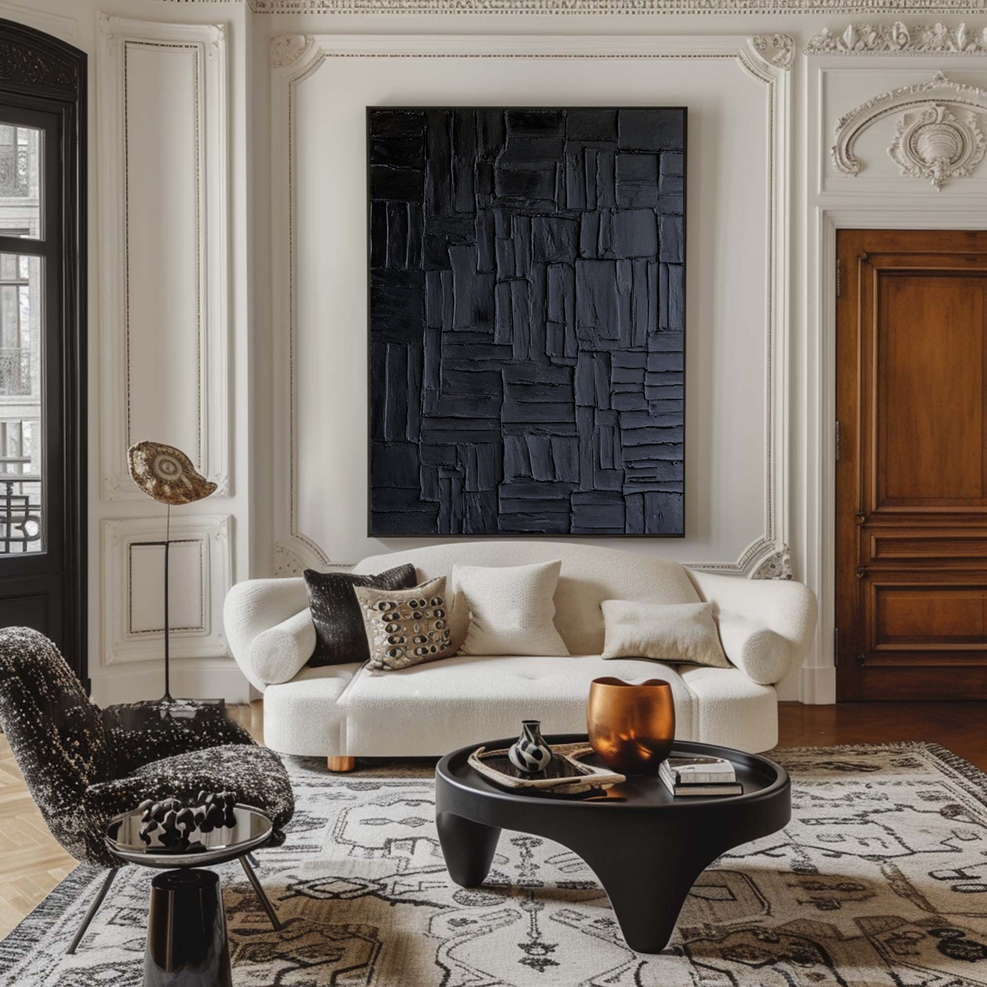 Dark Field of Textures With Smaller Rectangles, Modern Painting #MM411