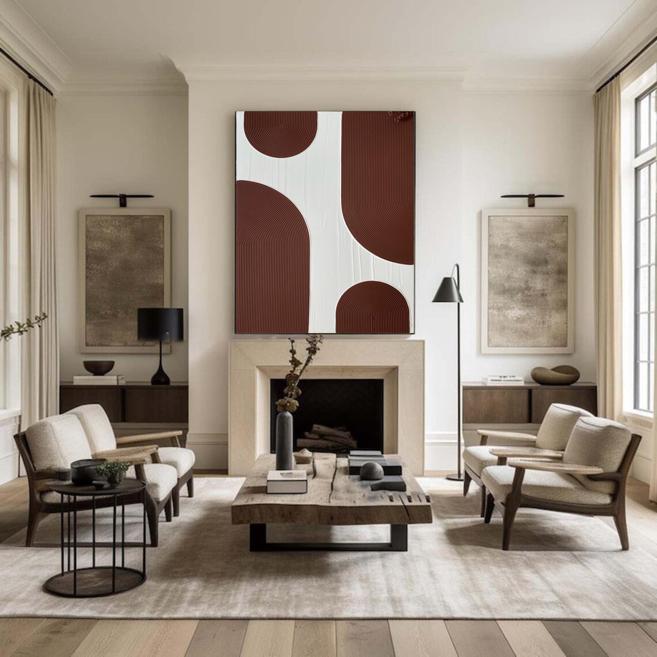 فن تجريدي أحمر بسيط للمساحات المعاصرة #MM018