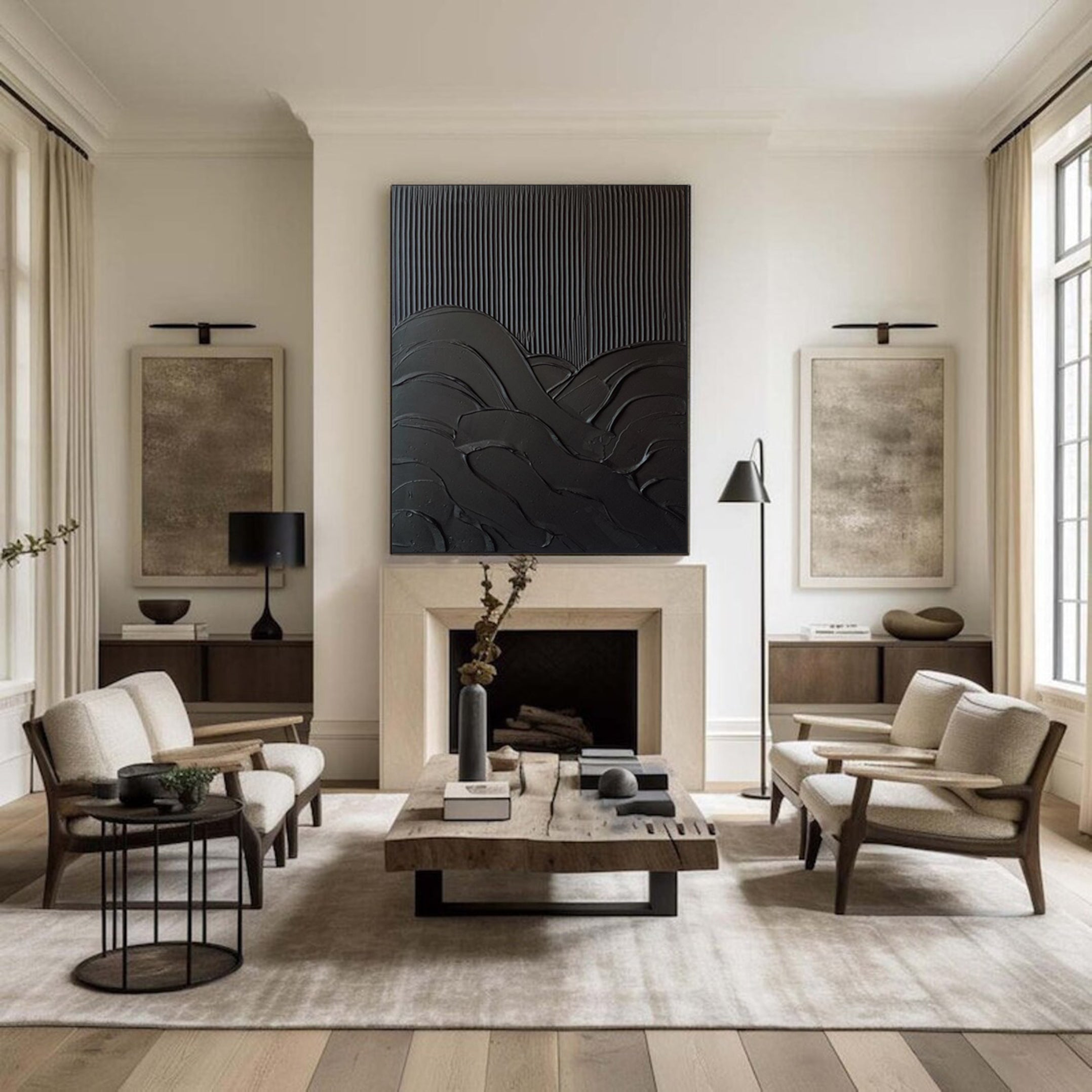 ديكور حائط من قماش أسود بسيط ومزخرف #MM023