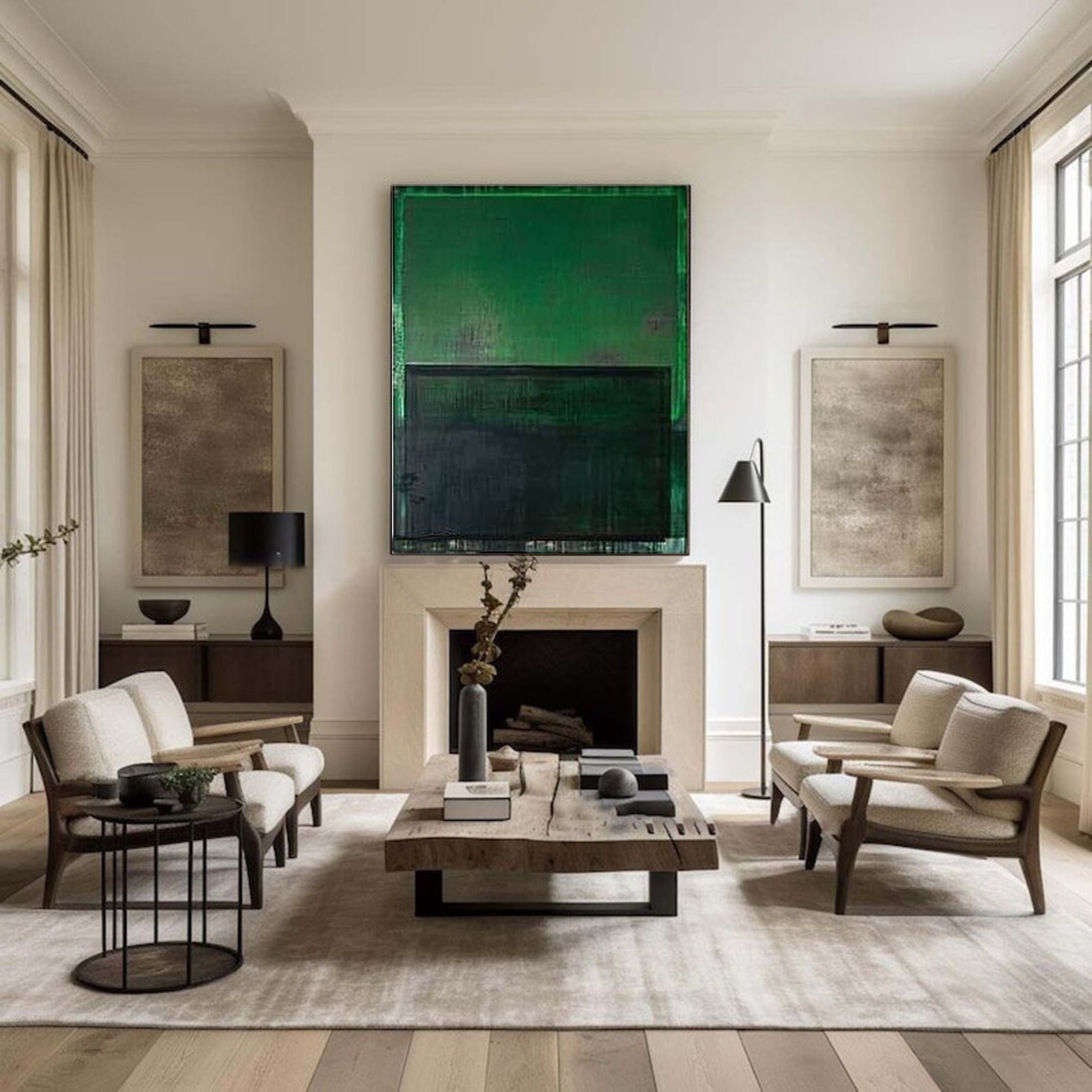 ديكور منزلي حديث بفن تجريدي أخضر نابض بالحياة #AB008