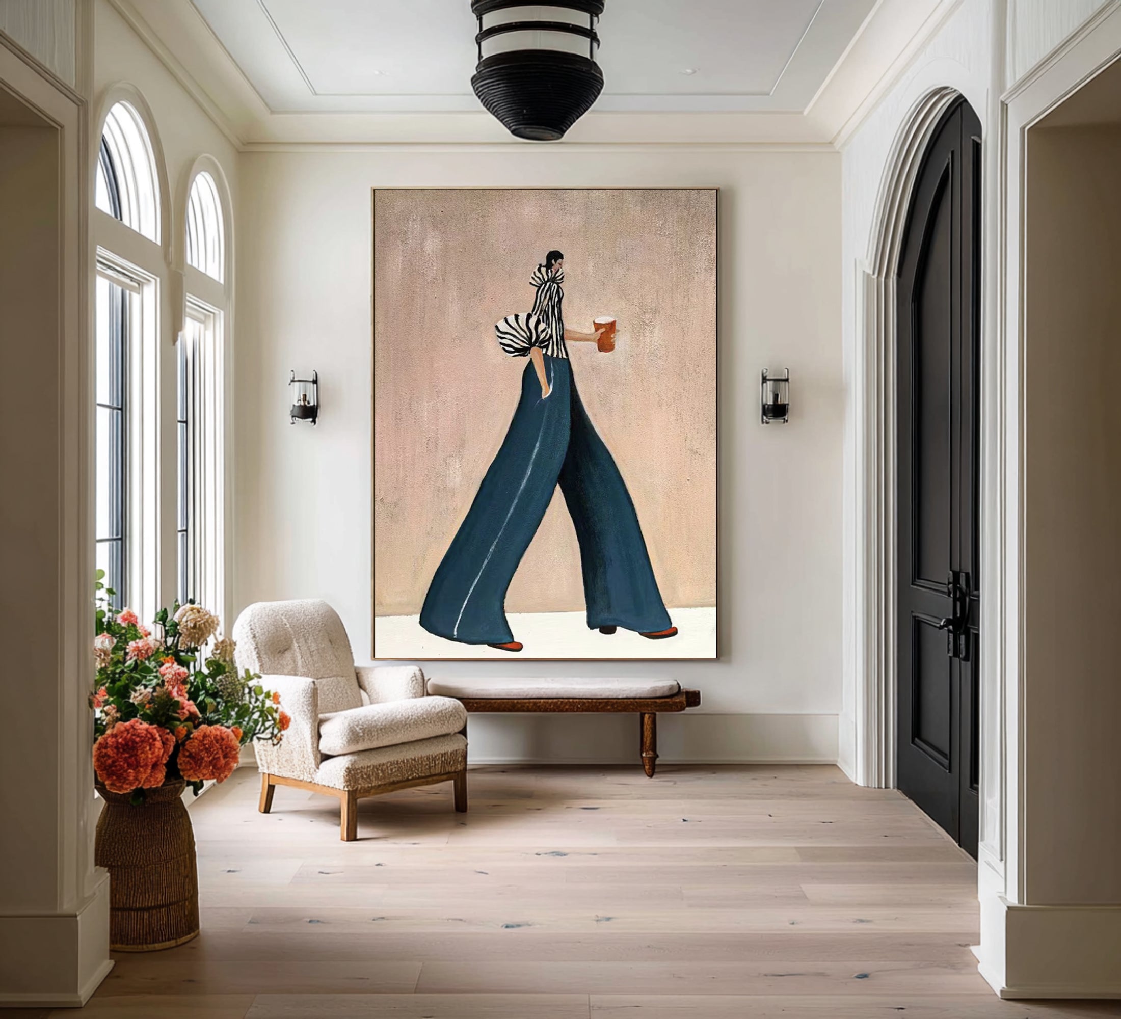 Large Abstract Woman Painting Contemporary Fashion Canvas Wall Decor