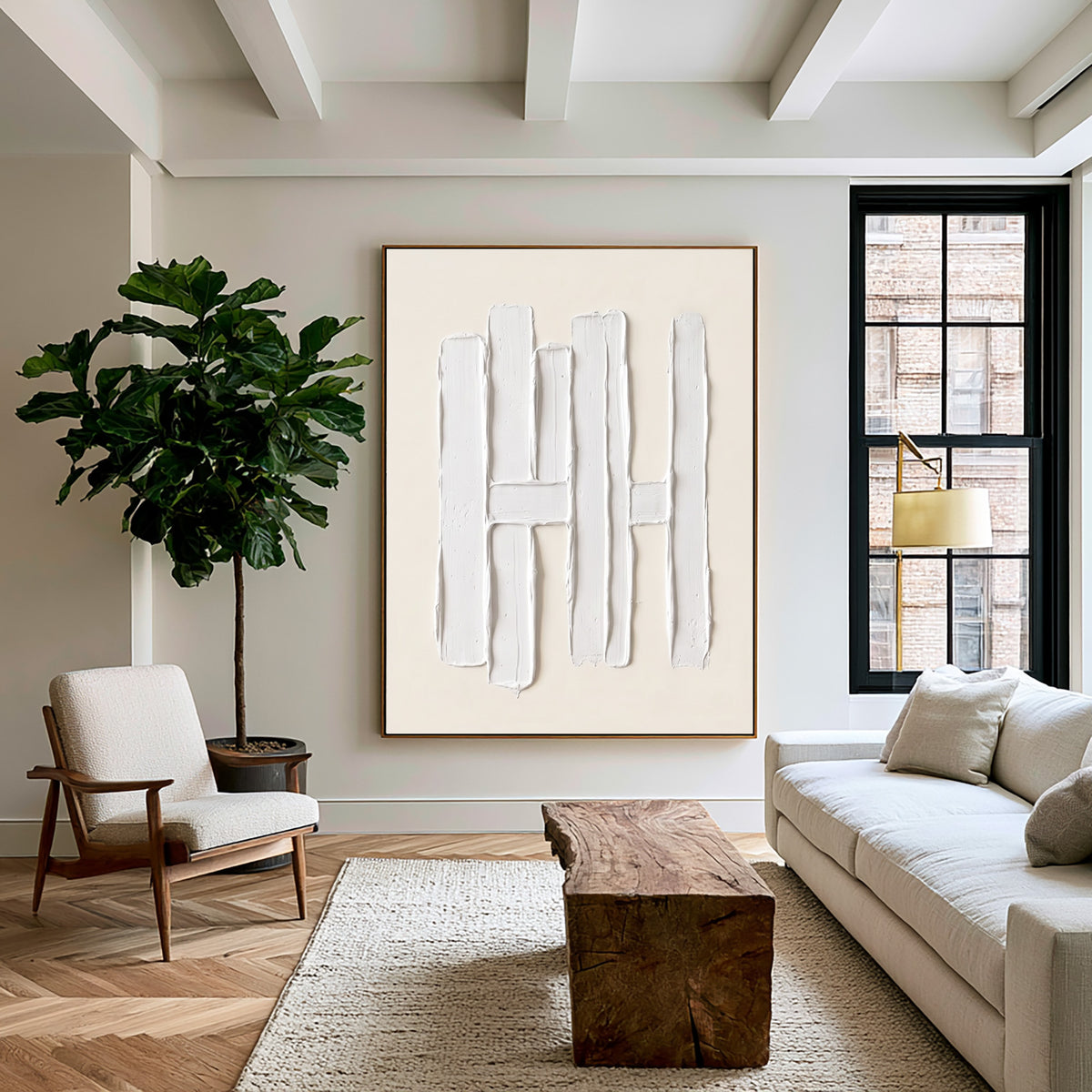 Between Structure Space And Stillness Large White Abstract Wall Art Textured Sculptural Relief Contemporary Painting