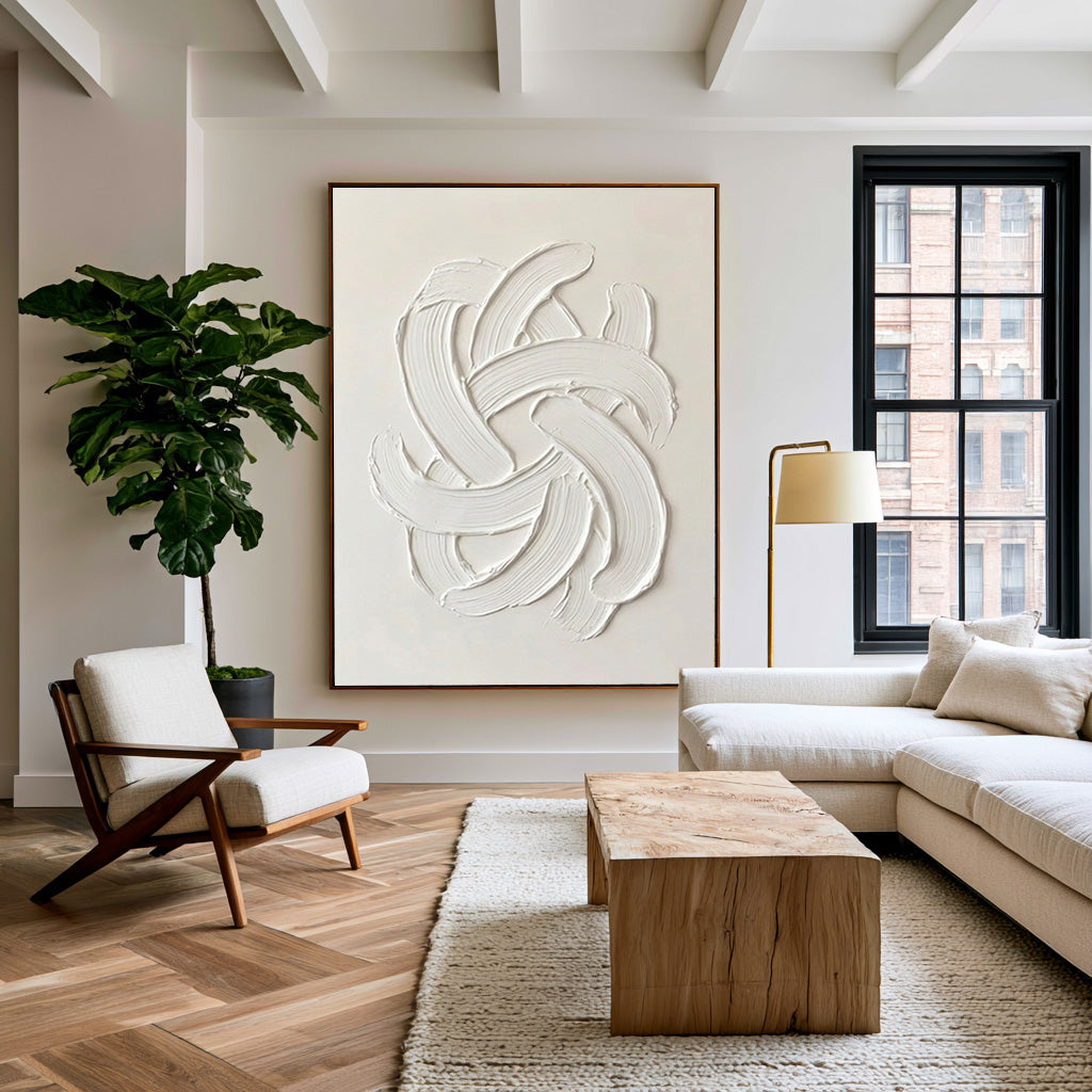 Large Quiet Luxury Abstract Wall Art Textured Oil Painting Minimalist Contemporary Artwork Modern Neutral Interior Decor Living Room