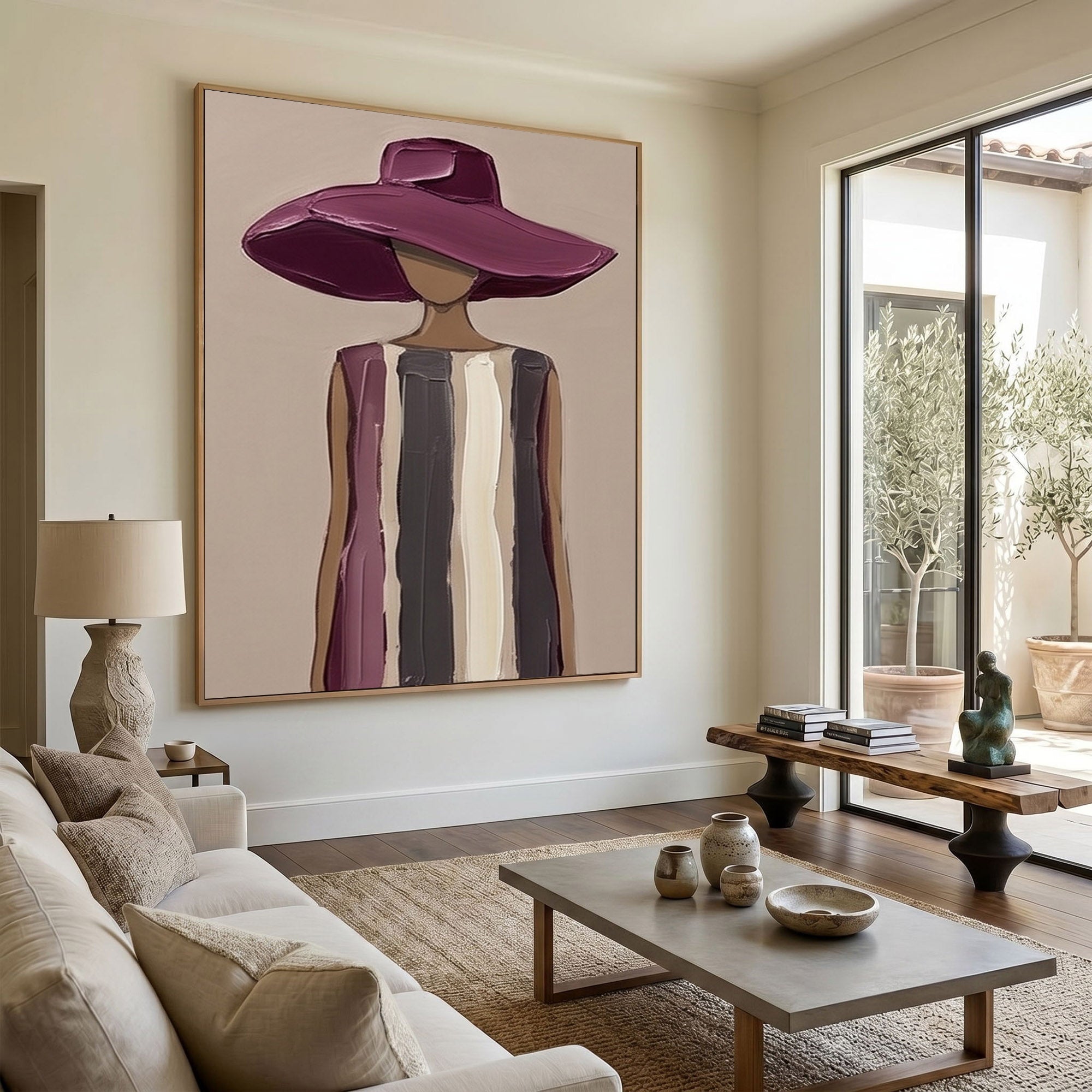 Large Modern Woman Portrait Wall Art Abstract Oil Painting Vintage Americana Art Cowgirl Cowboy Western Fashion Figure Contemporary Decor