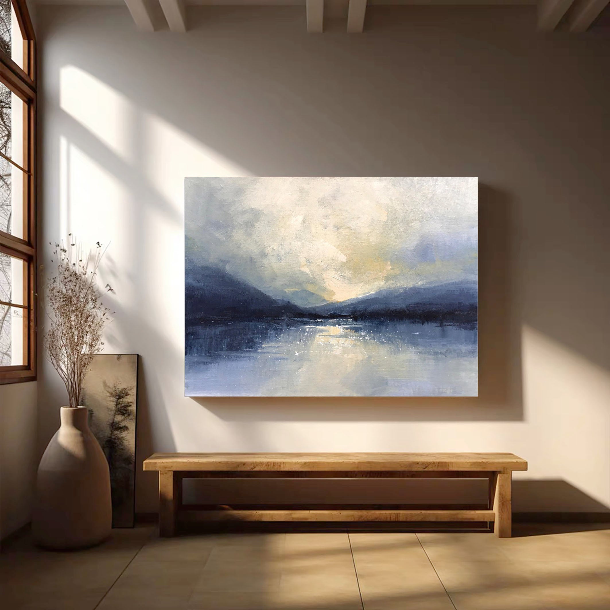 Modern Lakeview Artwork Abstract Oil Painting for House #AB015