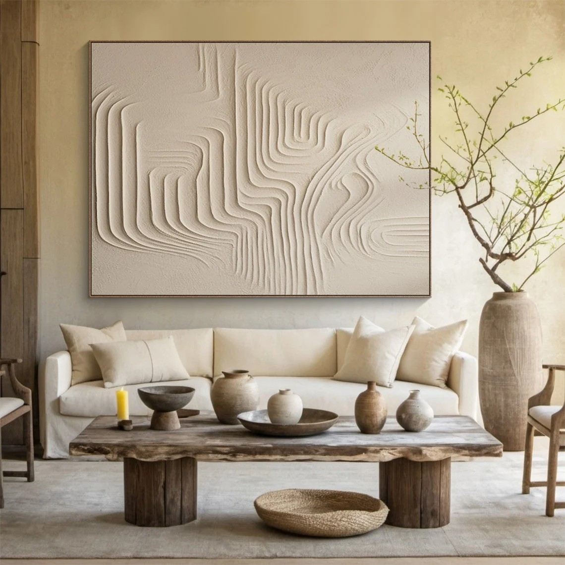 Textured Organic Forms Beige Abstract Minimalist Modern Art #MM235