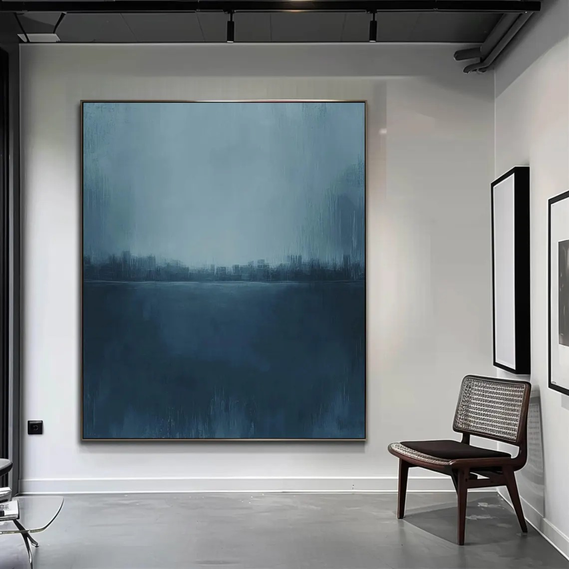 لوحة تجريدية جوية بألوان زرقاء ضبابية #MM236