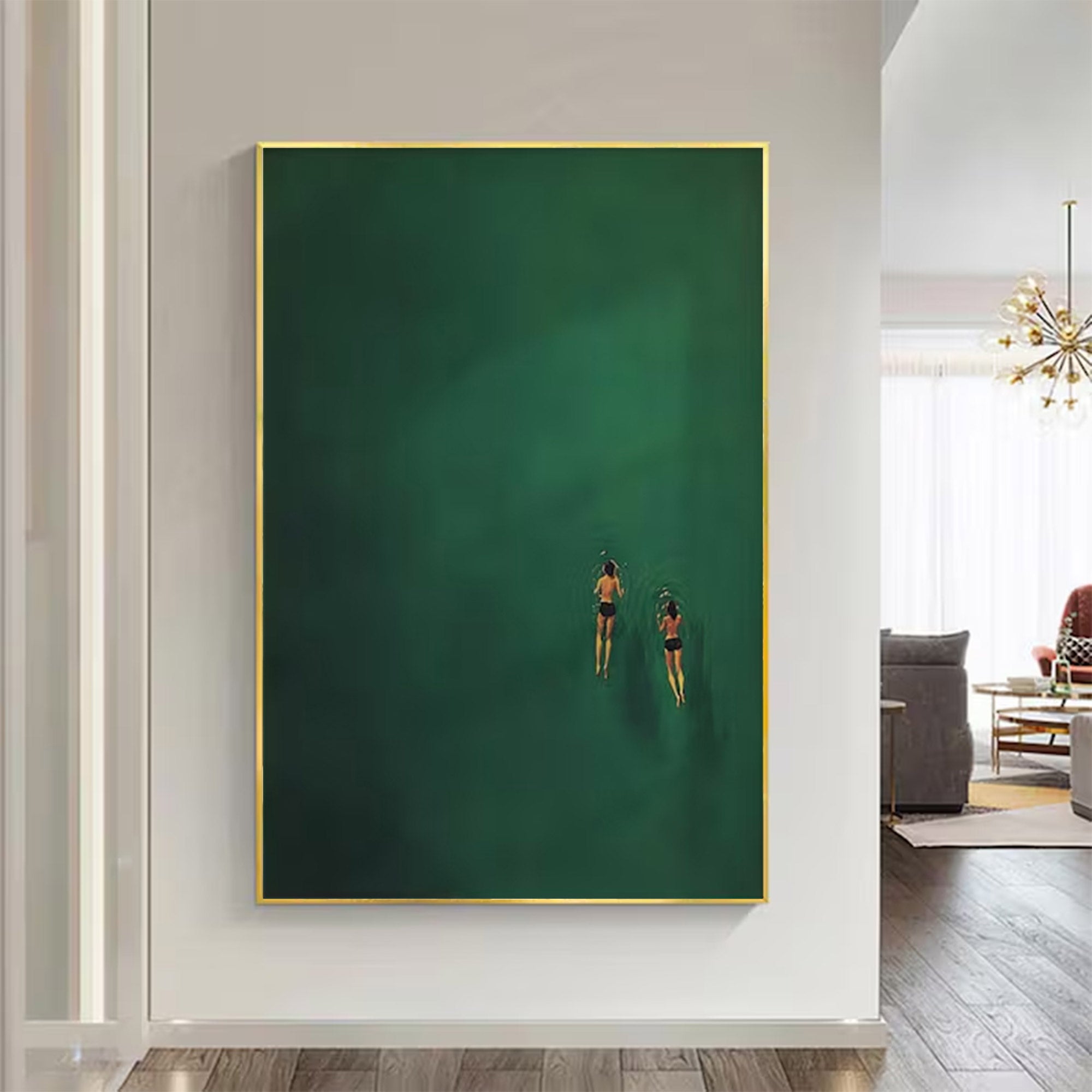 Large Contemporary Aquatic Scene - Green Wall Art | KelorArt #AG 100