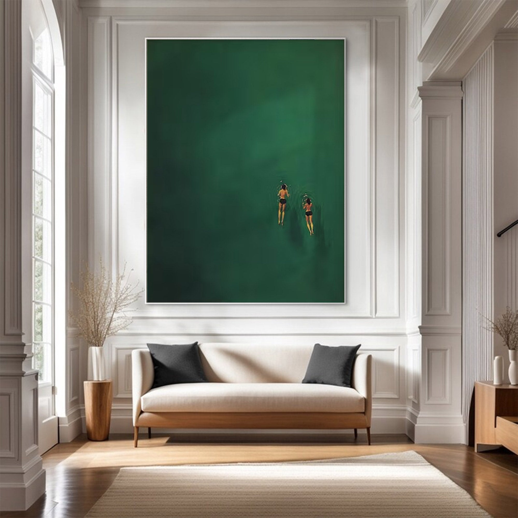 Large Contemporary Aquatic Scene - Green Wall Art | KelorArt #AG 100