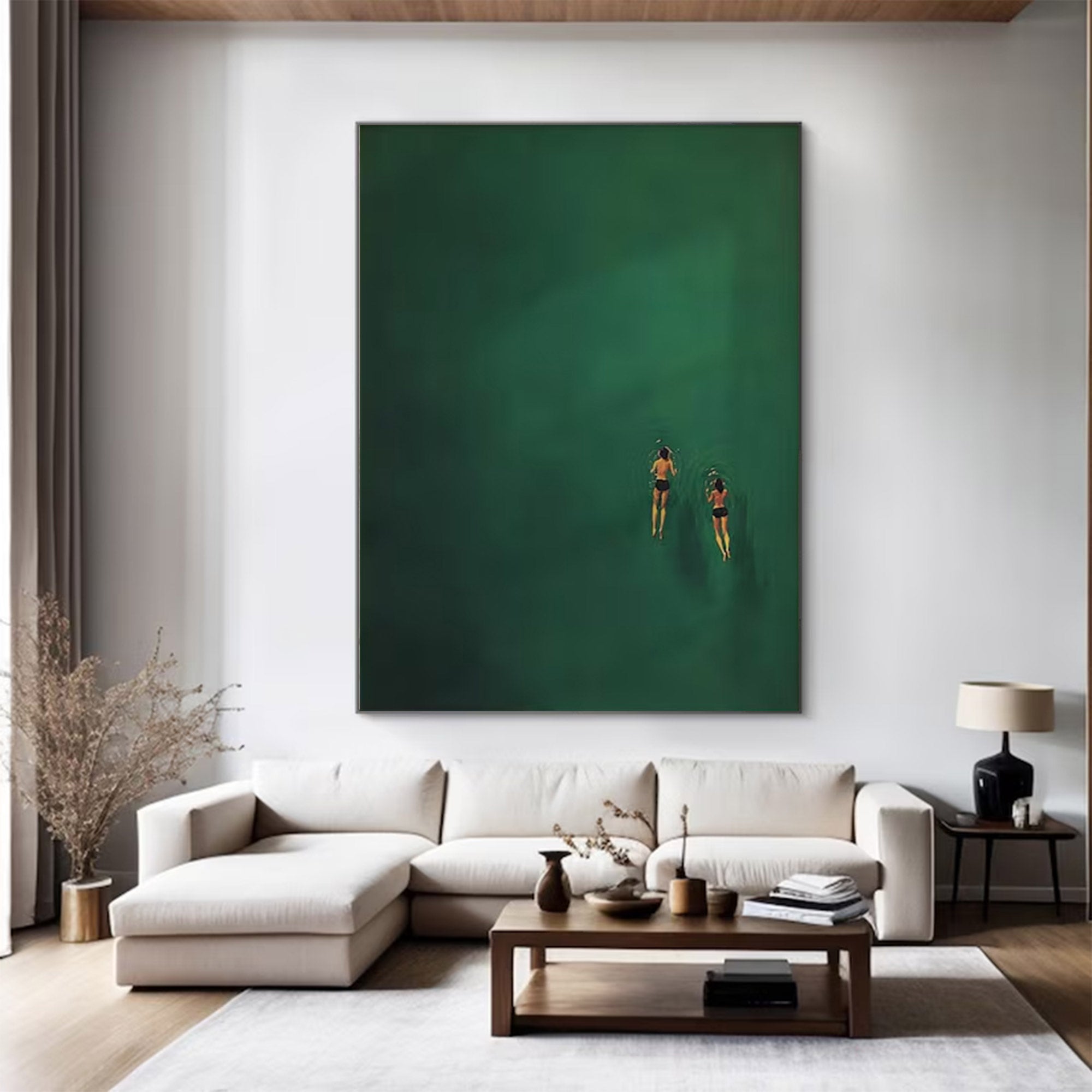 Large Contemporary Aquatic Scene - Green Wall Art | KelorArt #AG 100