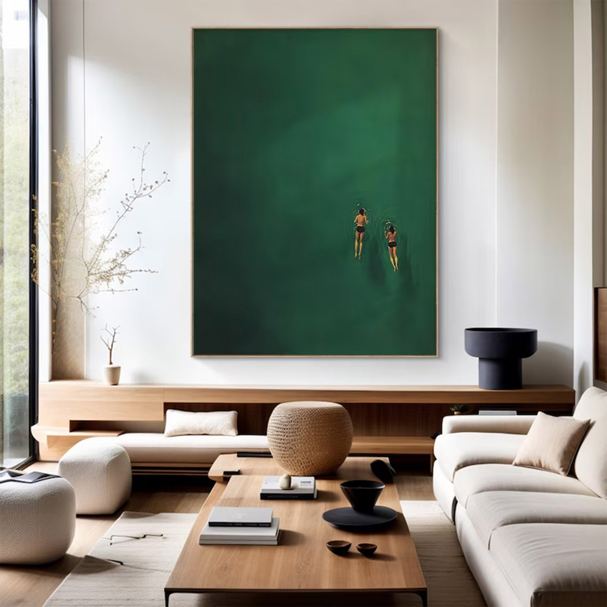 Large Contemporary Aquatic Scene - Green Wall Art | KelorArt #AG 100
