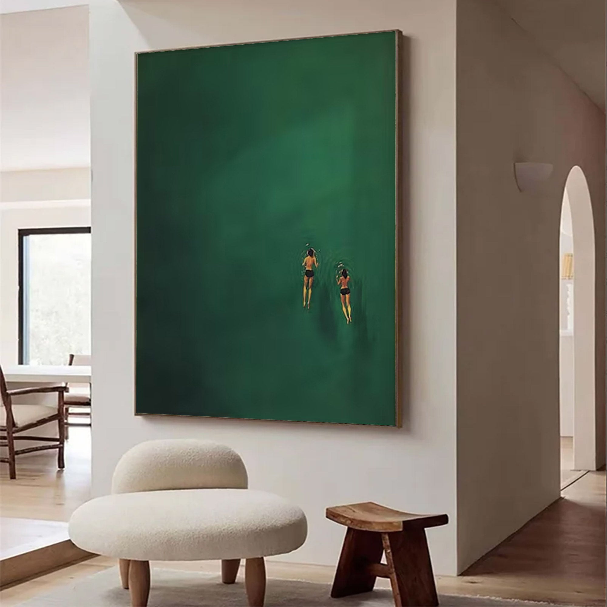 Large Contemporary Aquatic Scene - Green Wall Art | KelorArt #AG 100