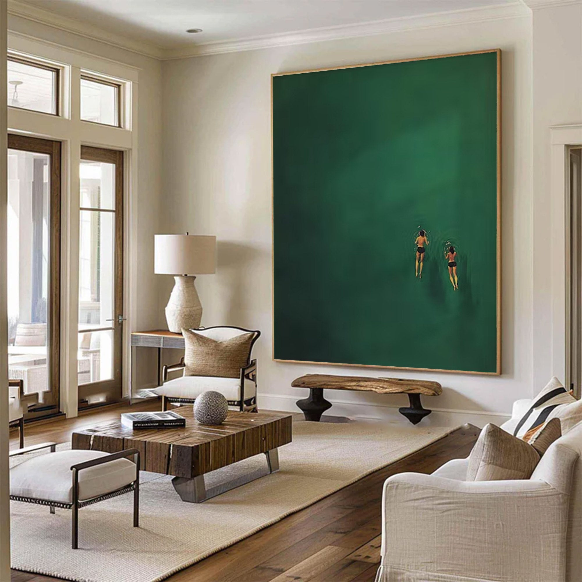 Large Contemporary Aquatic Scene - Green Wall Art | KelorArt #AG 100