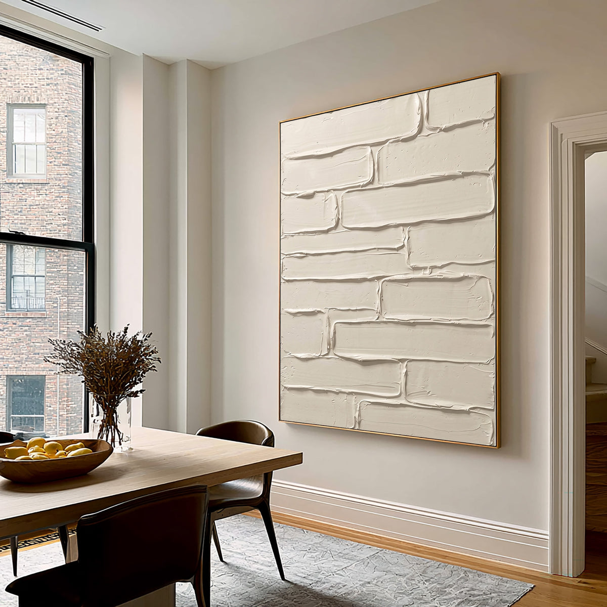 Handcrafted Surface Contemporary Neutral Abstract Painting Textured Cream White Handmade Wall Art