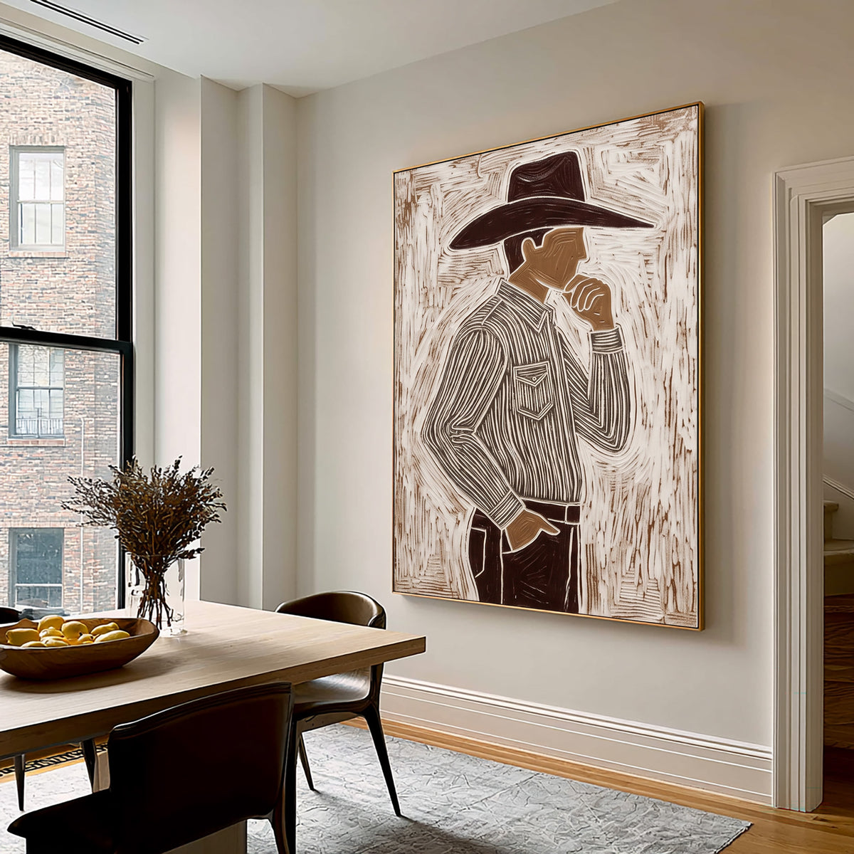 The Confidence of a Cowboy Western Figurative Painting Cowboy Wall Art Hand Painted Artwork