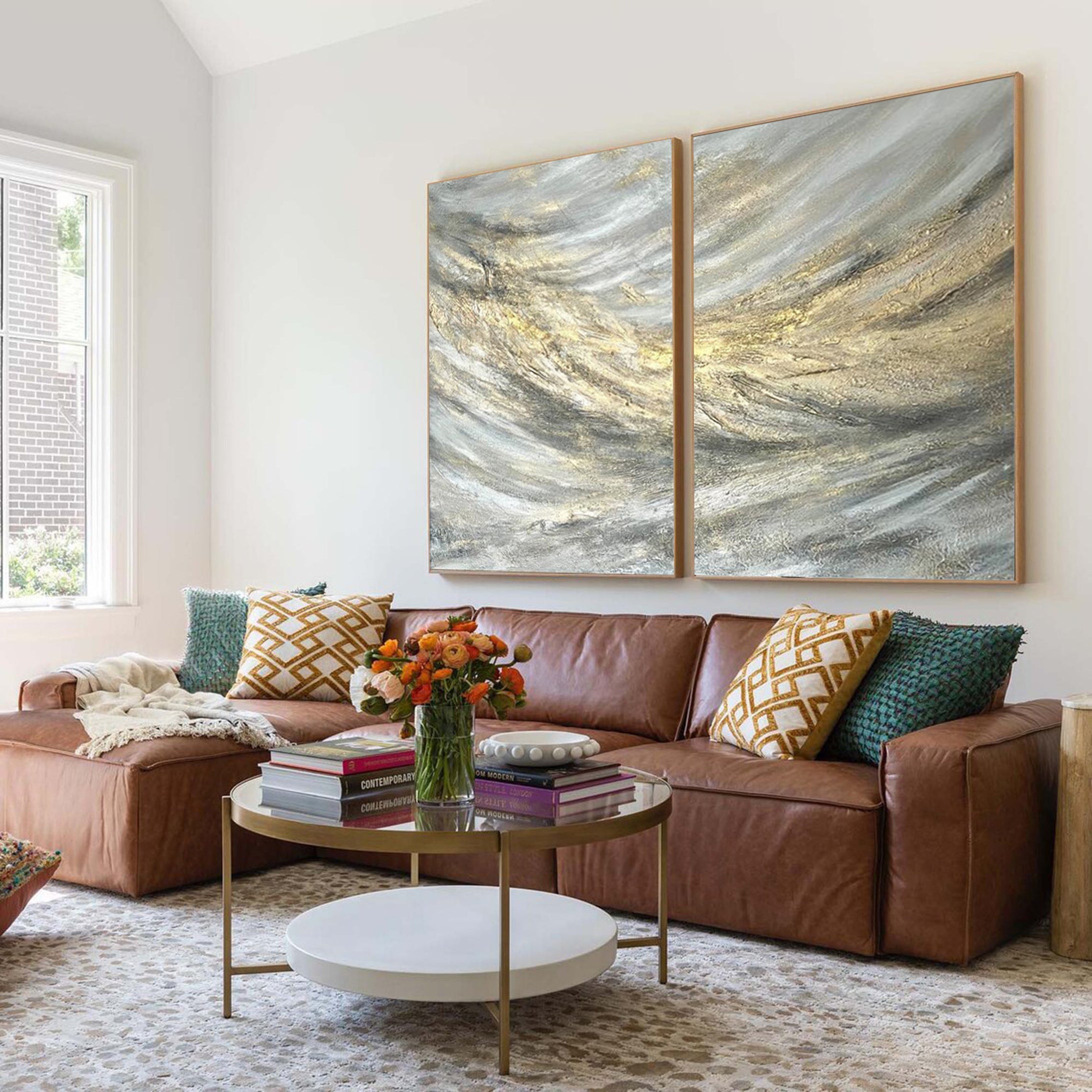 لوحة تجريدية كبيرة من Golden Rush للحائط #MMS041