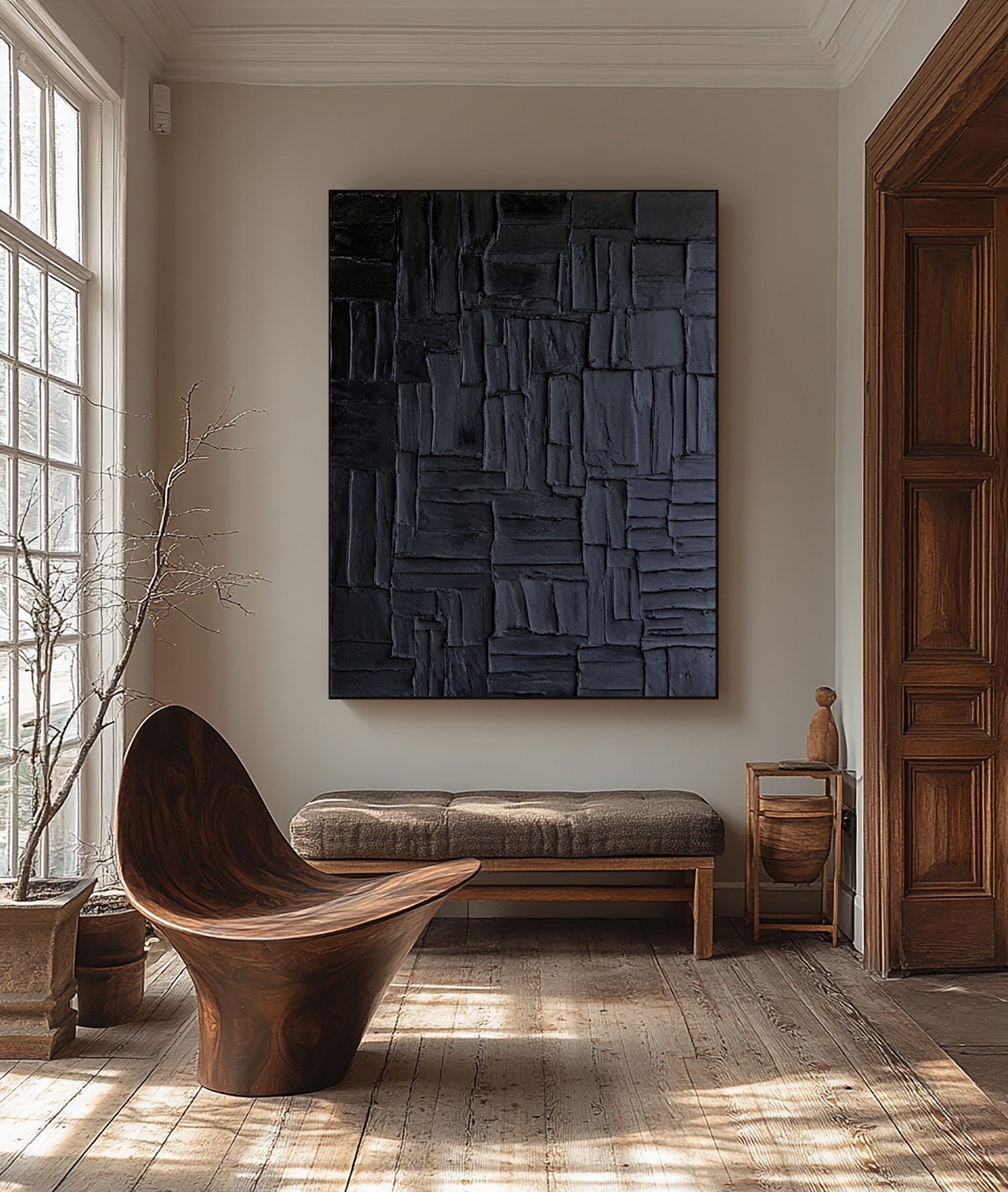 Dark Field of Textures With Smaller Rectangles, Modern Painting #MM411