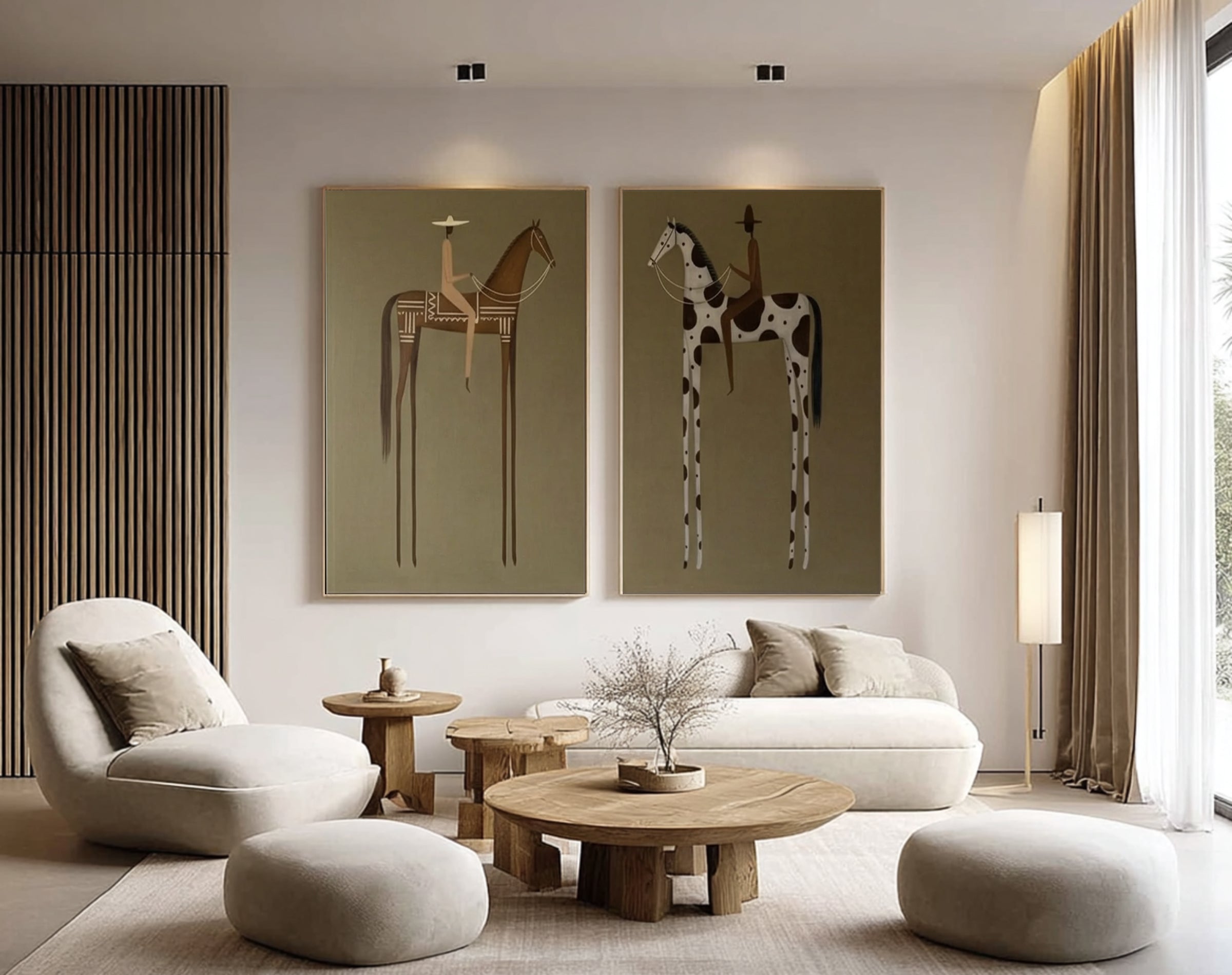 Contemporary Horse Rider Diptych Abstract Equestrian Canvas Art