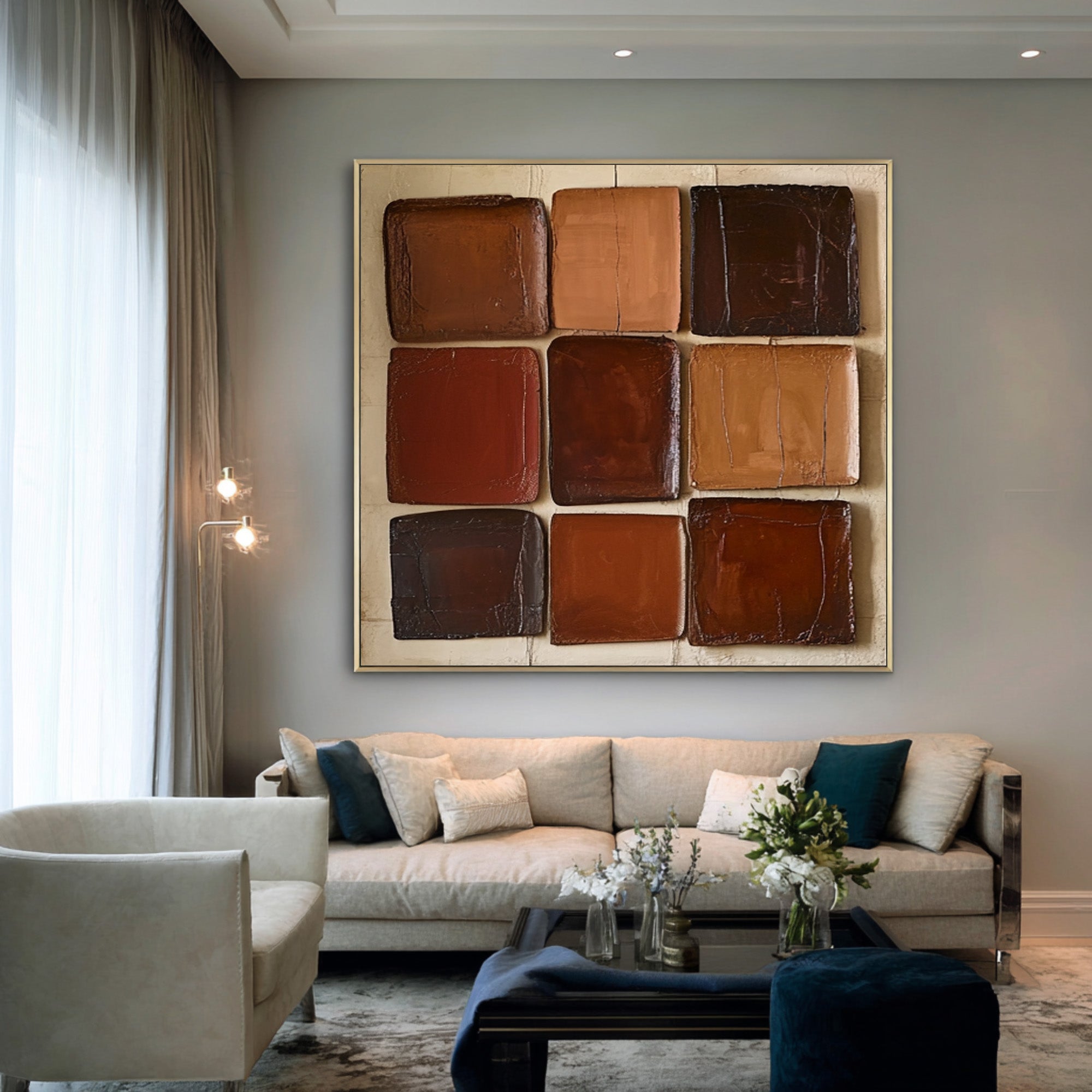 Large Textured 9-Square Art | KelorArt #CZ 008