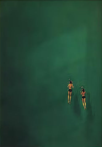 Large Contemporary Aquatic Scene - Green Wall Art | KelorArt #AG 100