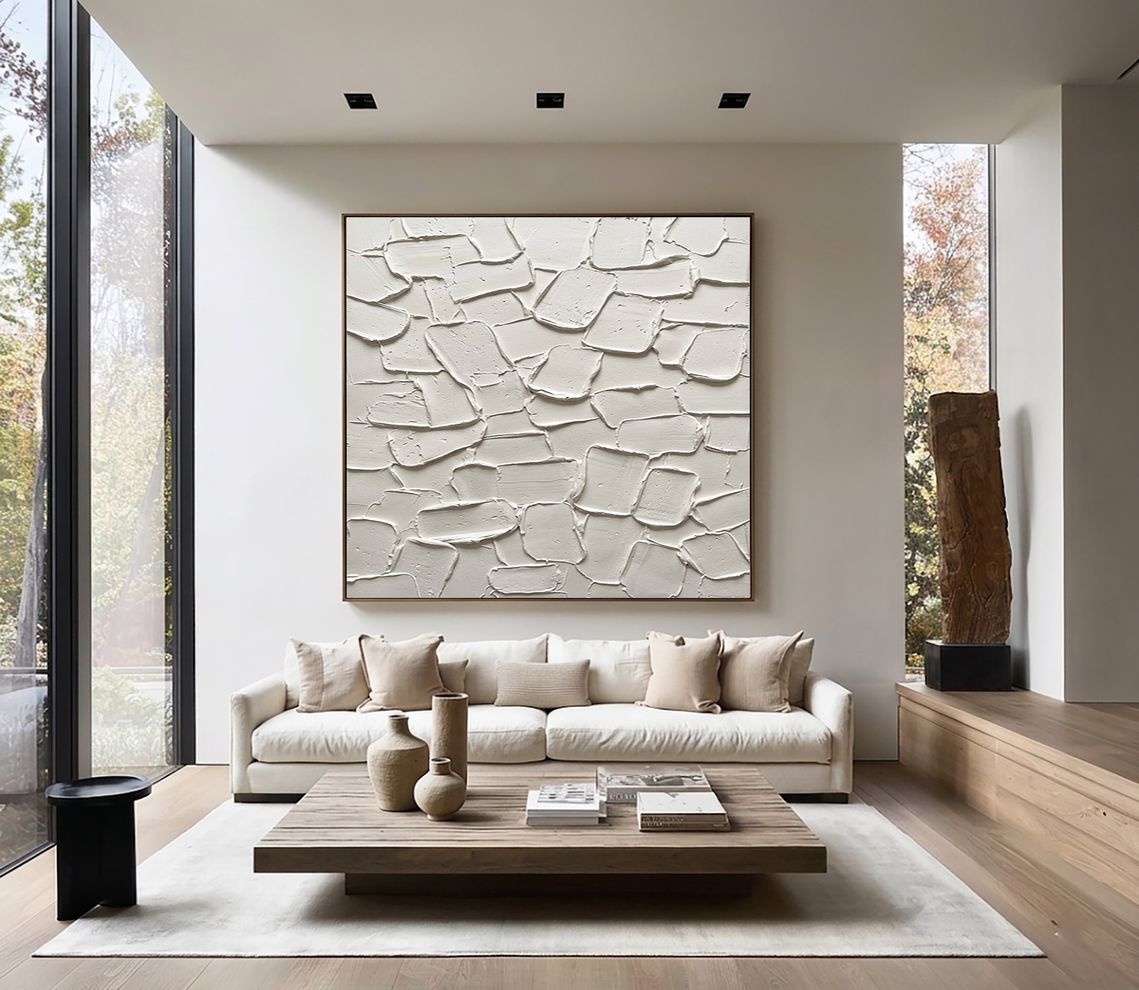 Large Stone Inspired Textured Wall Art Neutral Contemporary Canvas Painting