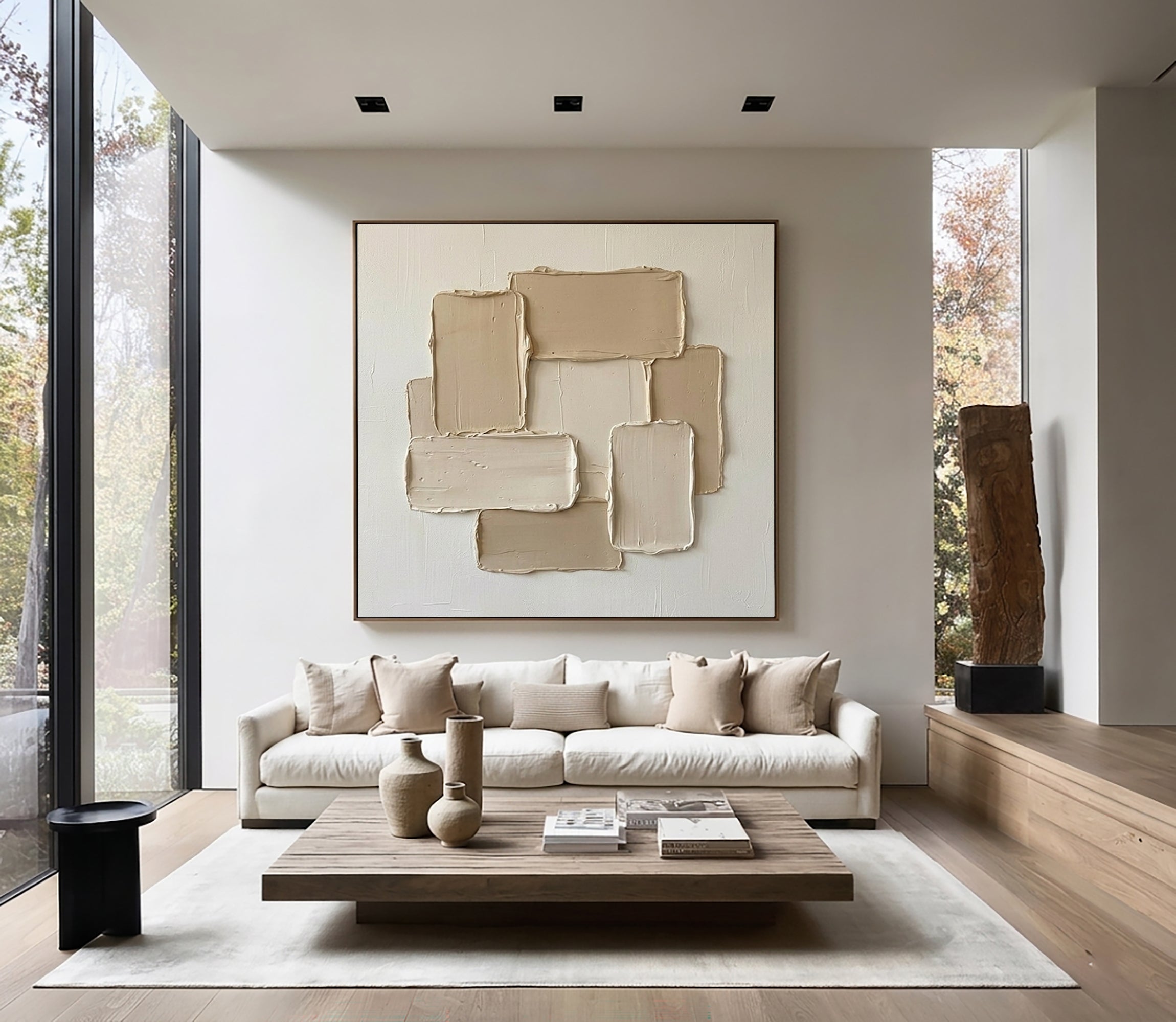 Large Minimal Blocks Oil Painting – Contemporary Hand Painted Texture Art