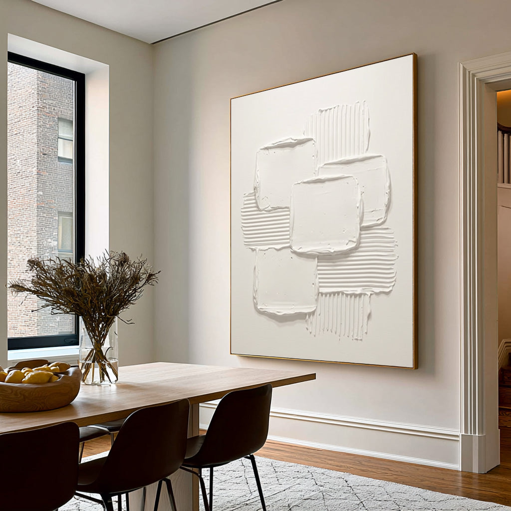 Architecture Through Abstract Forms Large White Textured Abstract Wall Art Modern Luxury Interior Decor