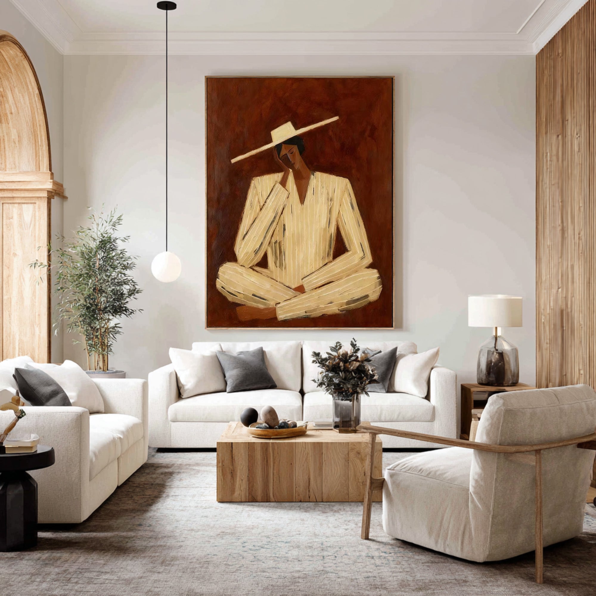 Large Minimalist Figure Painting for Modern Interiors